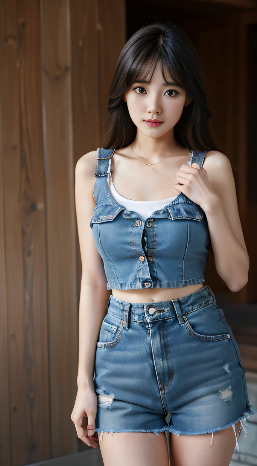 girl、Esbian、Denim shorts、Looks fun、thick legs(Little tan)