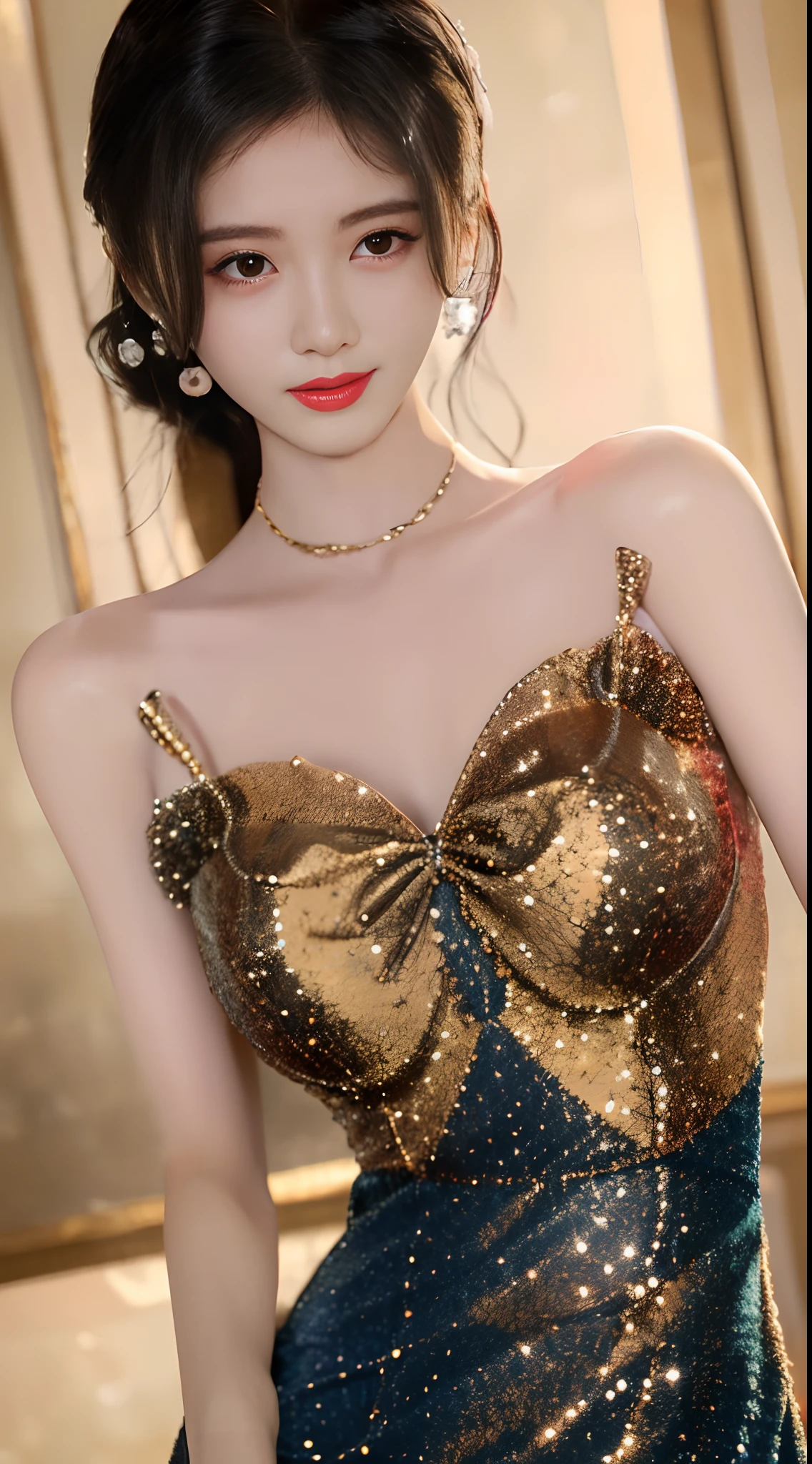 Ju Jingyi's face,full body detailing,ultraclear,beautiful pupil,E-cup breasts,huge tit,Sweet smiling,Delicate fair skin,Hyper-realistic photo,exquisite and complete facial features,Facial details depict delicate black femininity,Fill your face light,Golden ratio figure,50 million pixel quality,Delicate and perfect human body structure,The park is covered with meadows,dense with greenery,Blue new Chinese style low-cut modified cheongsam dress,best qualtiy,