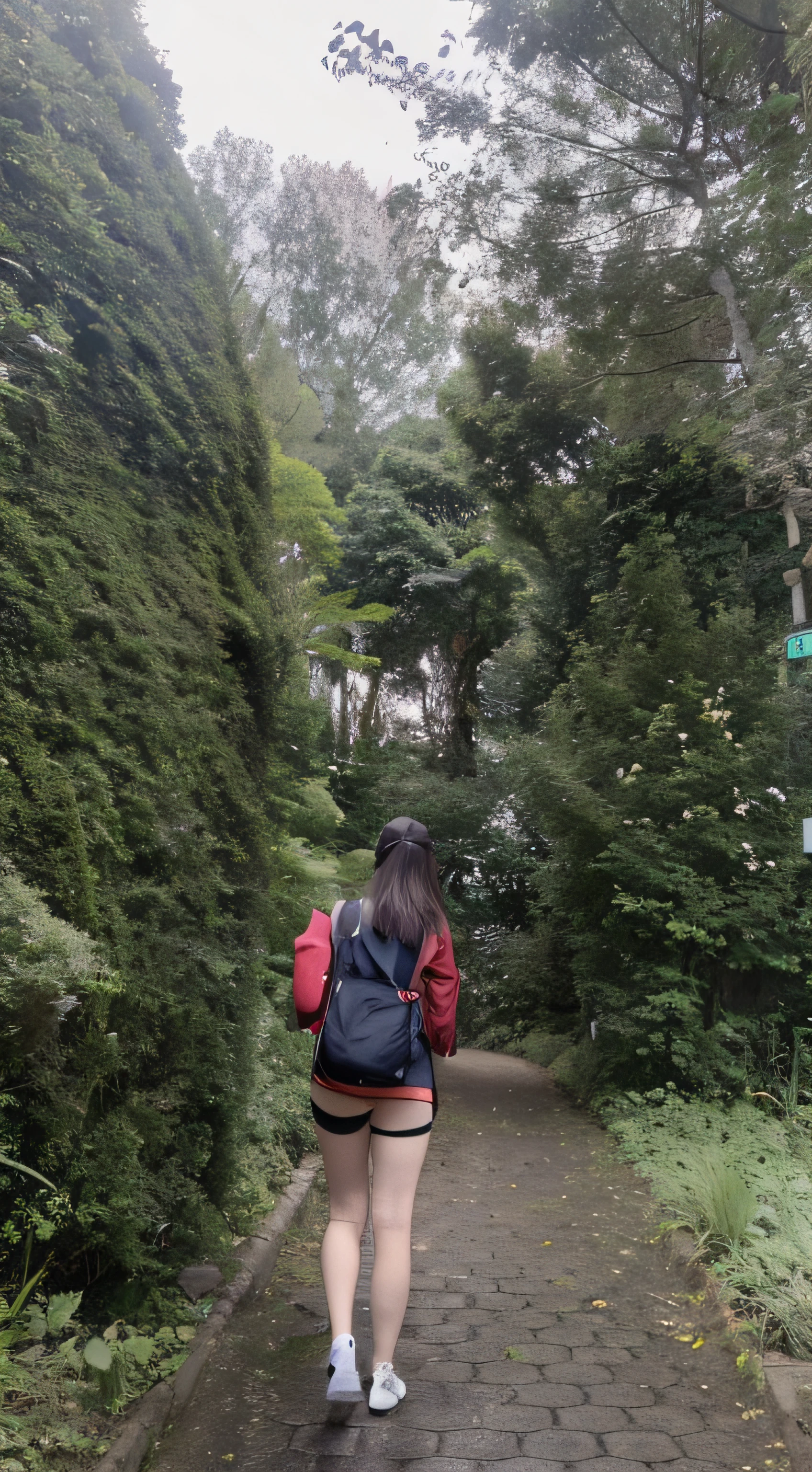there is a woman walking down a path in the woods, trees in the background, forest city streets behind her, walking through the trees, girl walking in forest, amidst nature, walking around in forest, walking around in a forest, in the middle of a forest, forrest in the background, standing in a forest, forrest in background, standing in a botanical garden