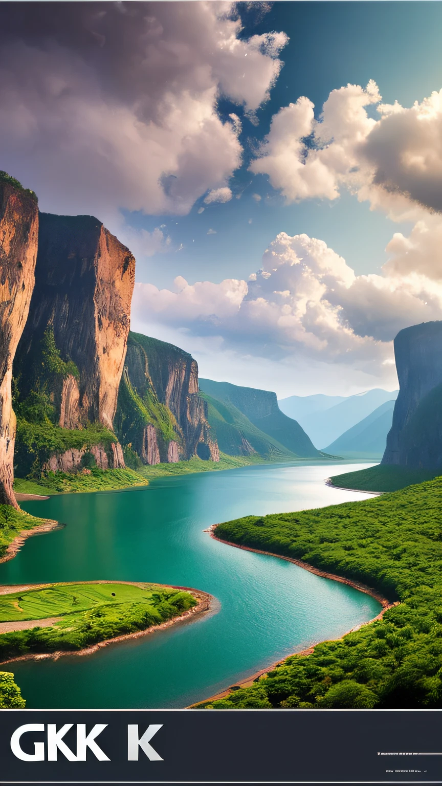 Masterpiece, ultimate quality, Cg unity 8k wallpaper, super delicate, beautiful sky and clouds, rich natural scenery, cliffs, lakes and rivers, waterfalls and flying water, beautiful green mountains, no trace of people, excellent scenery, has already won a photo contest, background Blurring, full depth of field, HDR high dynamics, true restoration, intricate, extreme details, dramatic presentation, perfectly presenting the style of midjourney art.