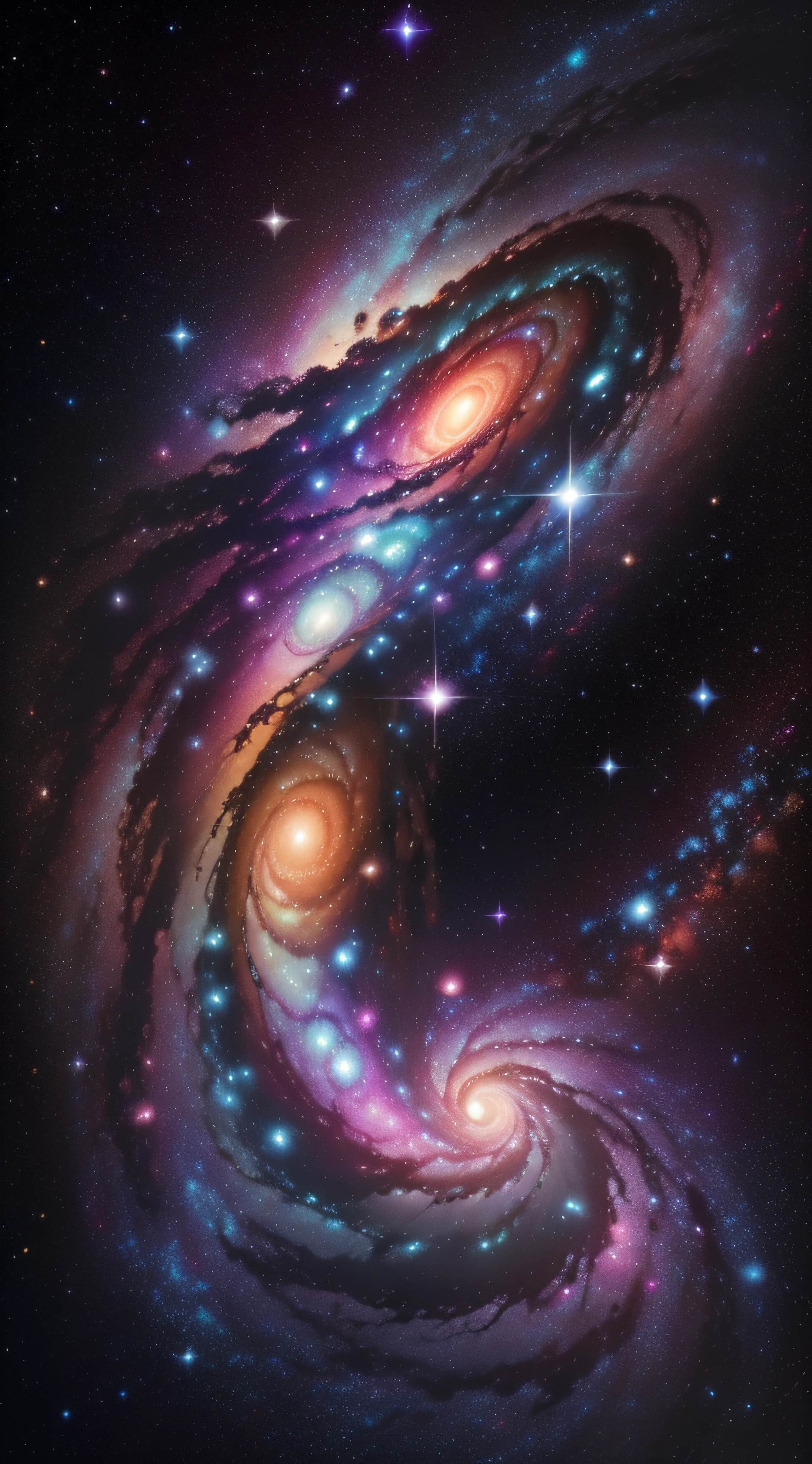 a spiral galaxy with stars, plants and a bright spiral, cosmic and, galactic light colors, galaxy colored, splashes of neon galaxies, swirling galaxies, colorful galaxy theme colors, space colors, galaxy, galaxies swirling around, beautiful galaxy, galaxy color scheme, bright nebulas, galaxies, galaxy space sci-fi