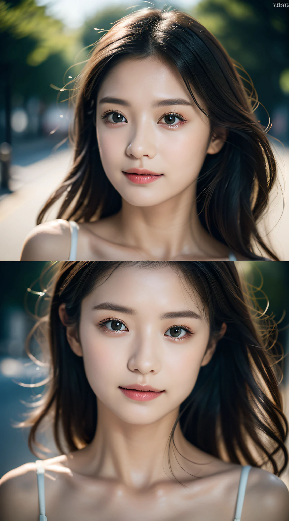 randome pose、mix4、(8K、RAW Photography、top-quality、masterpiece:1.45)、(realisitic、Photorealsitic:1.37)、one girls、cute little、Cityscape、natta、Sateen、wetty、profetional lighting、photon maping、Radio City、physically-based renderingt、Gradient black hair、short curly hair、a handsome、girl with、Deep V Neckline Slip Dress、pale-skinned、top quality photo、hight resolution、1080p、(clearface)、(Detailed face description)、(Detailed hand description)、 (masterpiece), (Exquisite CG), extreme light and shadows, dishevled hair, masterwork, lush detail, (Fine facial features), (Highest quality photos), (masterpiece), (Eye of Detail), Look in front of you, fine clavicle, (huge tit:1.3),
