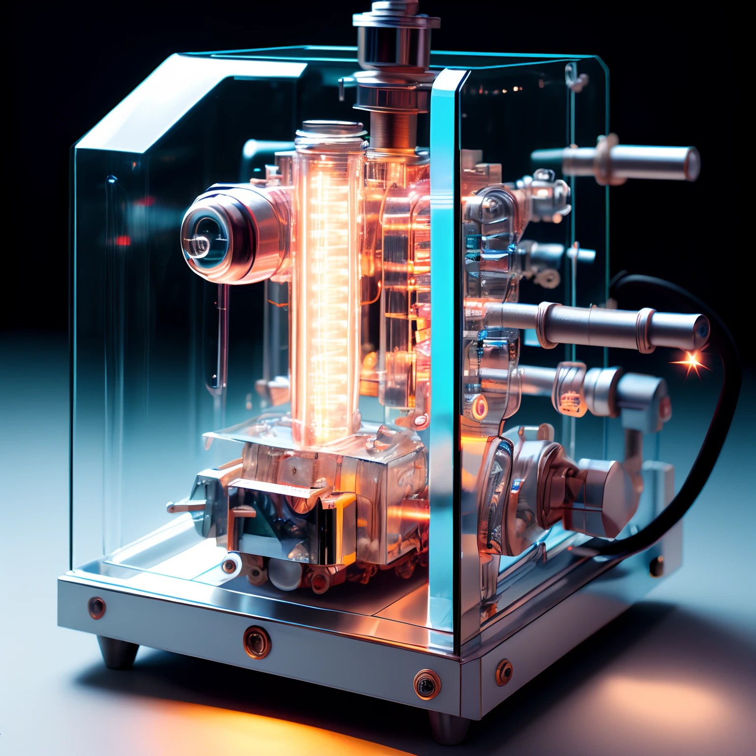 a photo of, Close-up of a machine with lights inside (GlassDevice style:1)