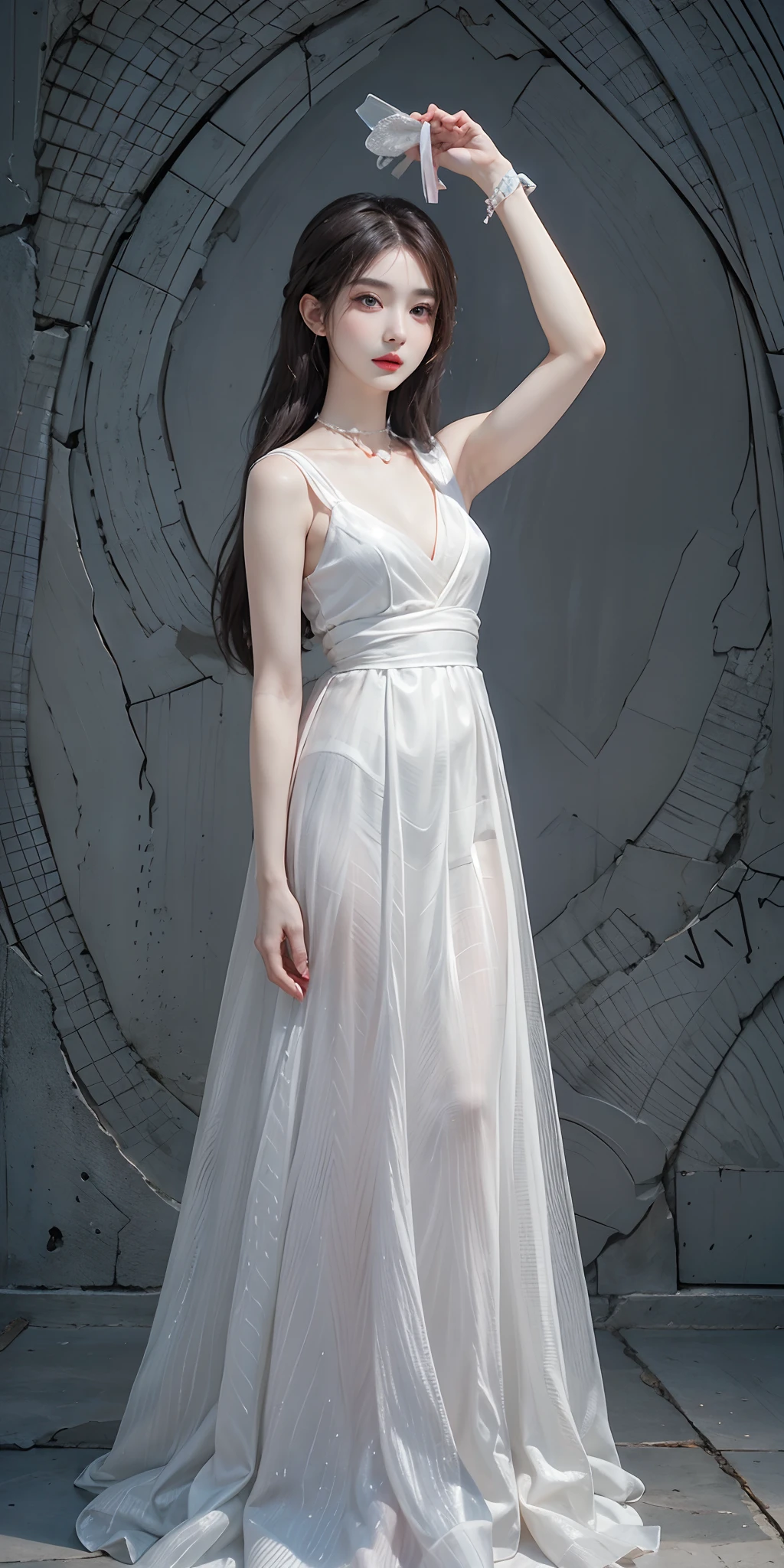 Best quality、tmasterpiece、A high resolution、1girll、Porcelain dress、Beautifully detailed hair accessories、choker necklace、jewely、pretty face、Physically、Tyndall effect、realisticlying、Shadow Studio、edge lit、bicolor lighting、(highdetailskin:1.2)、8K, Ultra HD、Digital SLR、softlighting、high high quality、volumettic light、sneak shot、photore、A high resolution、4K、8K、Portrait with blurred background