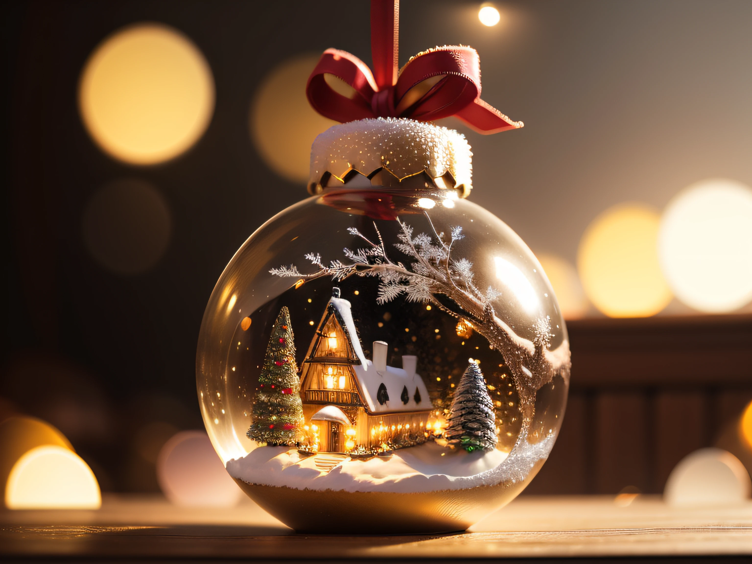 Christmas decorations made of crystal、 No humans、 depth of fields、 (blurry backround)、 masterpiece、 top-quality、 The ultra-detailliert