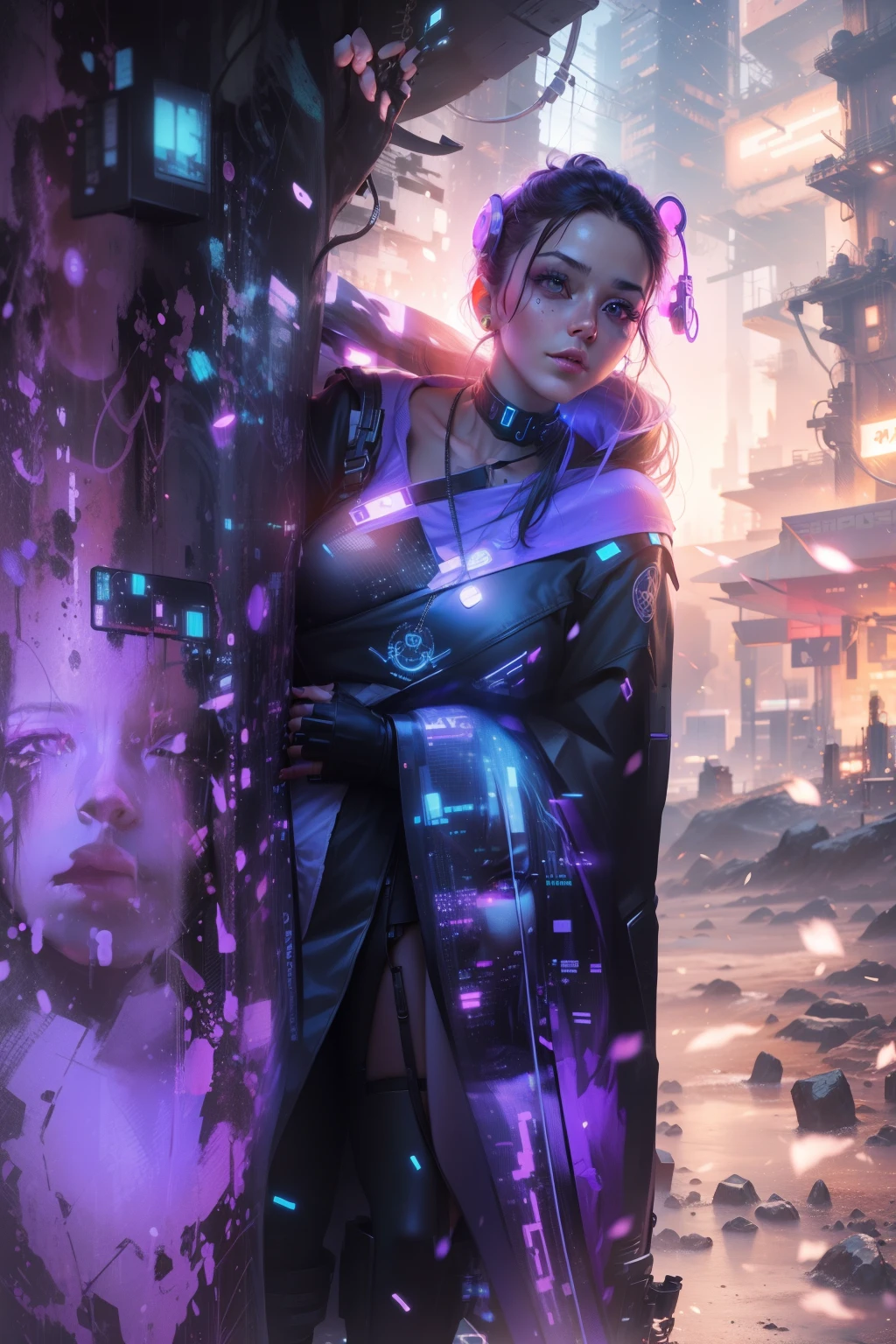 Change background cyberpunk cute girl, realistic face, 8k, ultra unrealistic