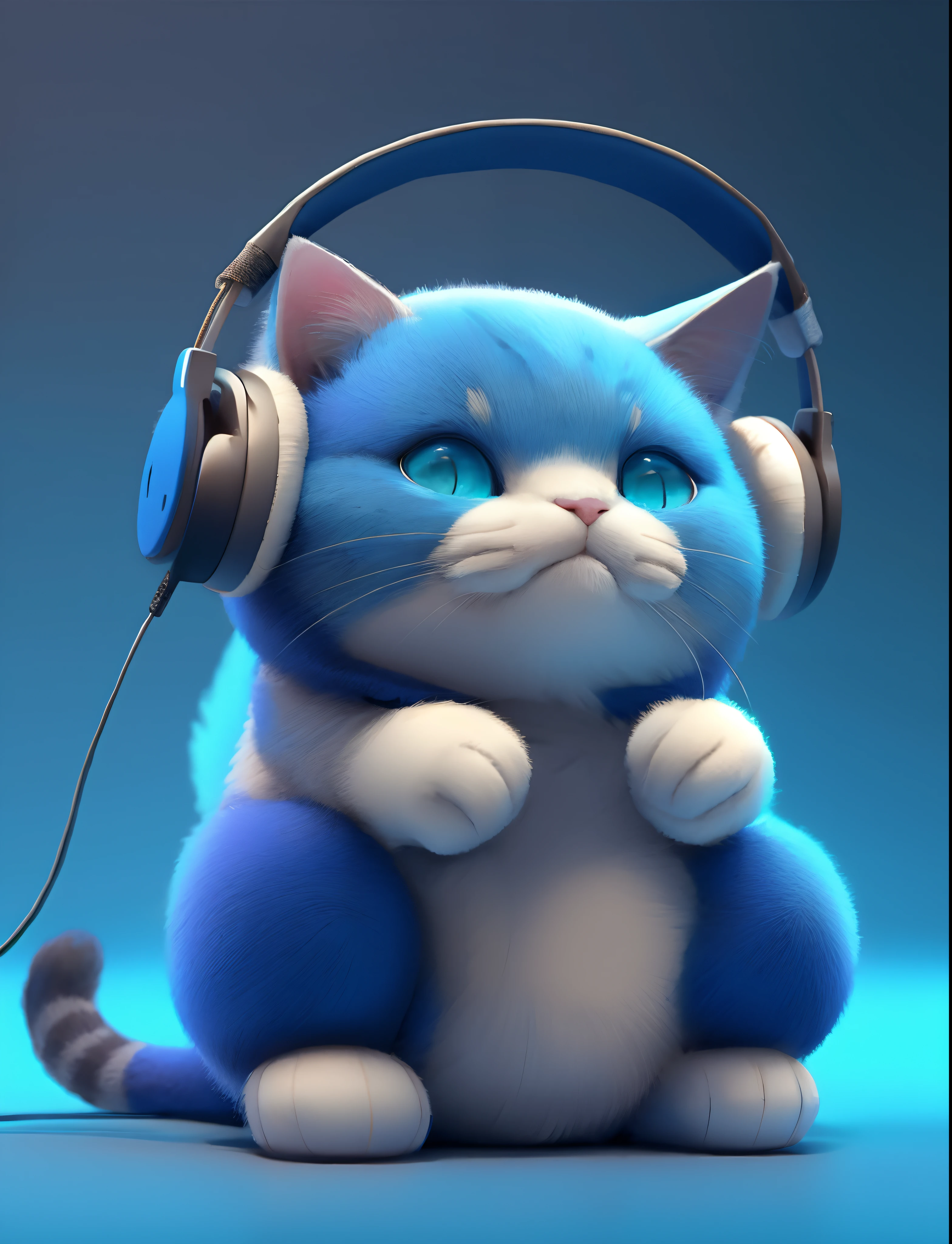 gato fofo com fones de ouvido