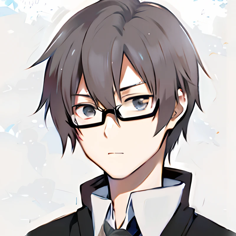 Anime boy with glasses and tie wearing black jacket, inspired by Okumura Togyu, inspirado em Okumura Masanobu, anime moe art style, Kazuto Okada。, young anime man, wataru kajika, With glasses, as an anime character, makoto kano, nobutaka ike, hana yata