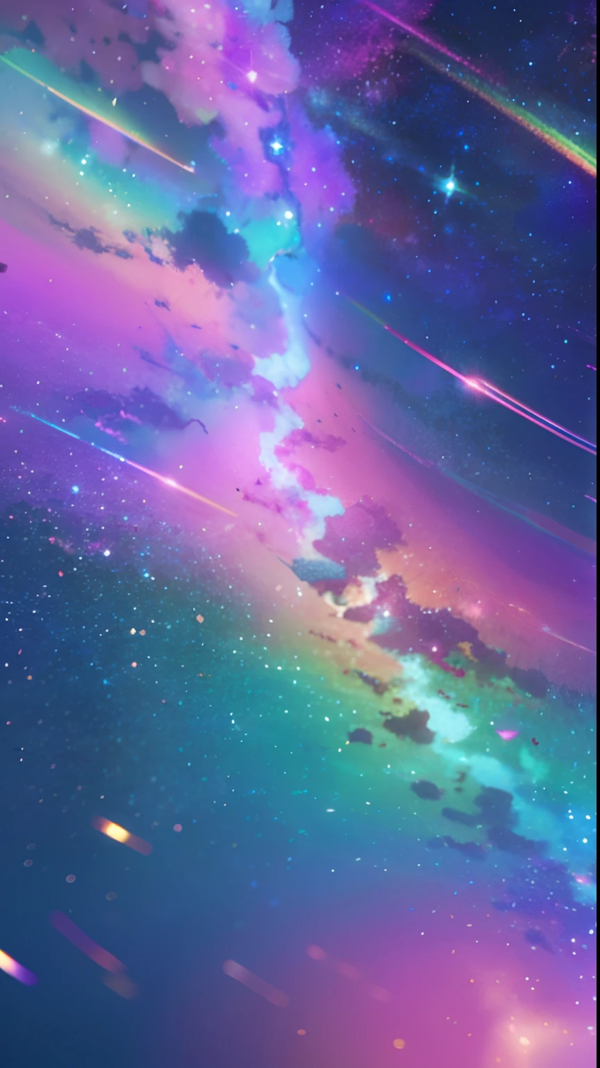 High Quality, high-detail, Bright starry sky, Multicolored Flowers Emitting Dazzling Light CG Art 8K