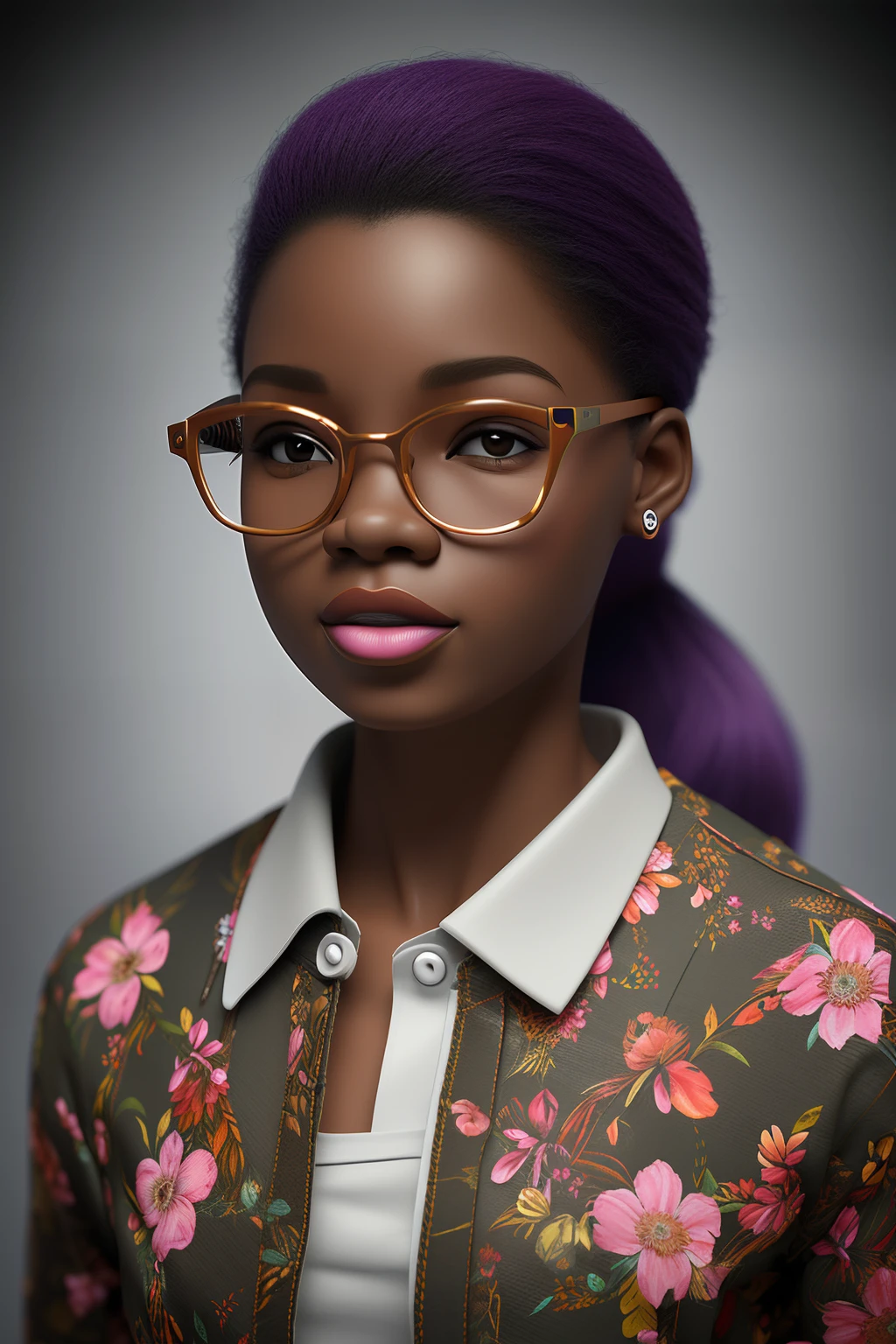 Retrato realista estilo 3D da menina africana africana de 9 meses de idade ((cor da pele marrom escura)) na rua da cidade, pose pra foto, Flowers and hearts, ((Playtoon)), sorriso bonito, olhos cilitantes, olhos meigos ((com flores)), vestindo camiseta (((no printing))), laranja e jeans, sapatos da moda atual, cabelo mega longo cabelo cacheado, ((kanekalon)), com flores, (cinematic contour lighting), close-up, product view, detalhes faciais detalhados, rosto perfeito,  nitidez, Trend Art, sharp facial details, cgsociety, High-quality digital art, hiperdetalhe requintado, 4k, 3D, 8k, estilo chibi, soft-lighting, moda sonhadora