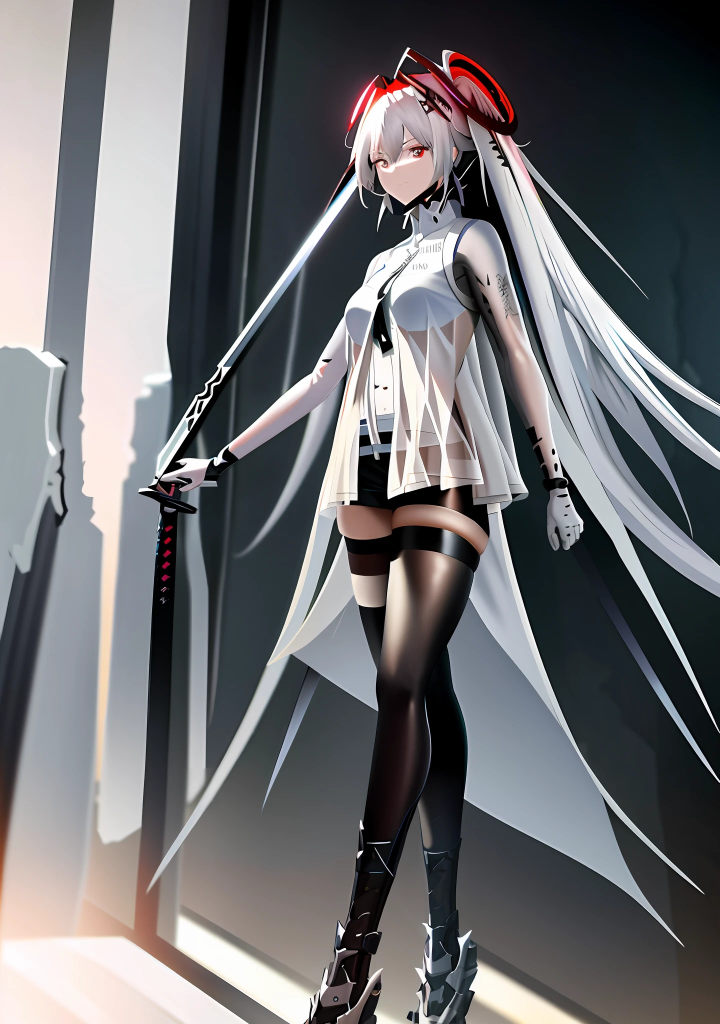 Anime characters holding swords,With white hair and black clothes,Badass anime 8K,Konachan Best Anime 4K Wallpaper,From Arknights,katana zero,Anime art 8K wallpaper,White-haired god,Anime art 4K wallpaper,Anime style 4K wallpaper,Red eyes,Bare chest