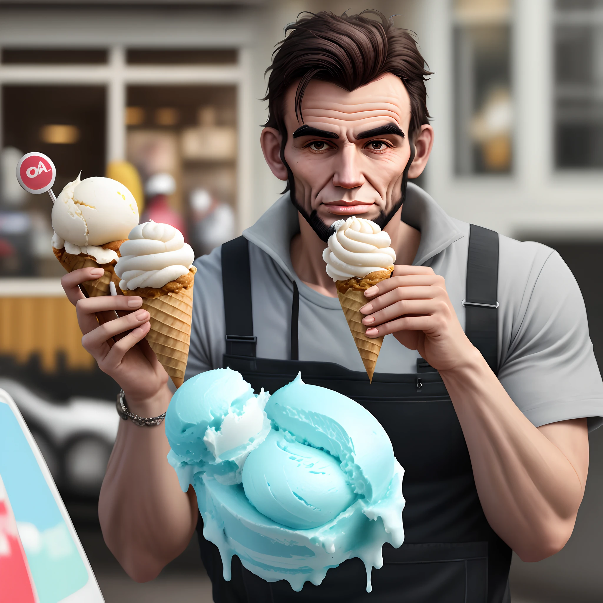 Lincoln holding ice cream
