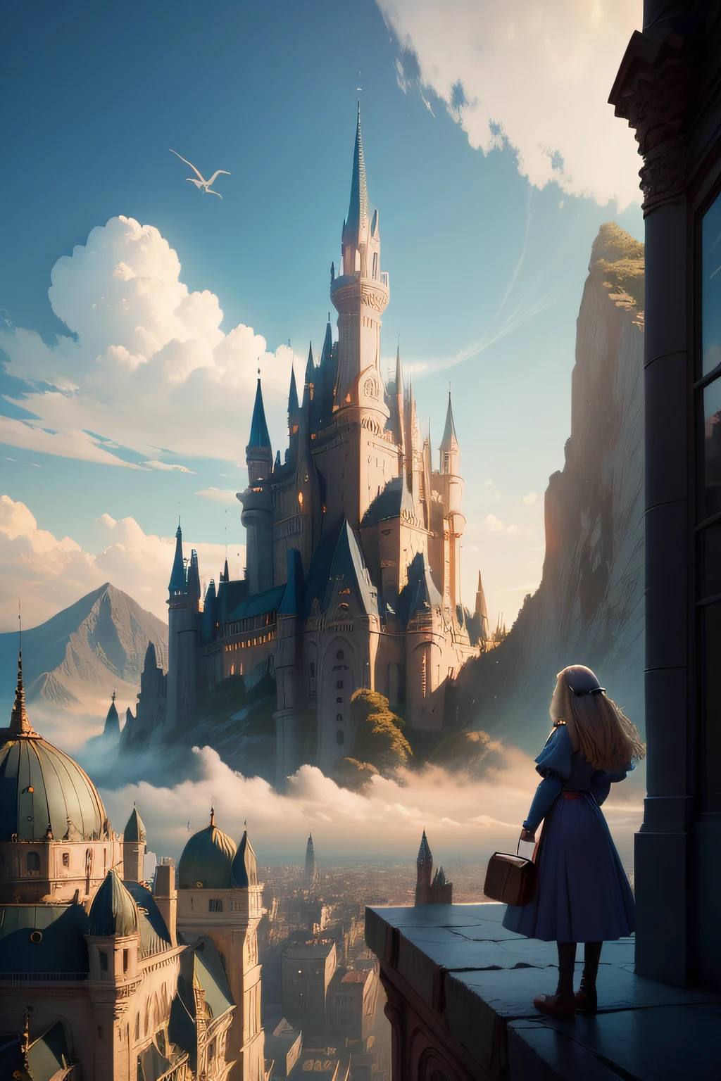 In a distant city, among the high jagged mountains, there lived a young girl named Alice. The city was famous for its beautiful buildings and friendly people, But one day something terrible penetrated into his sky - a dragon