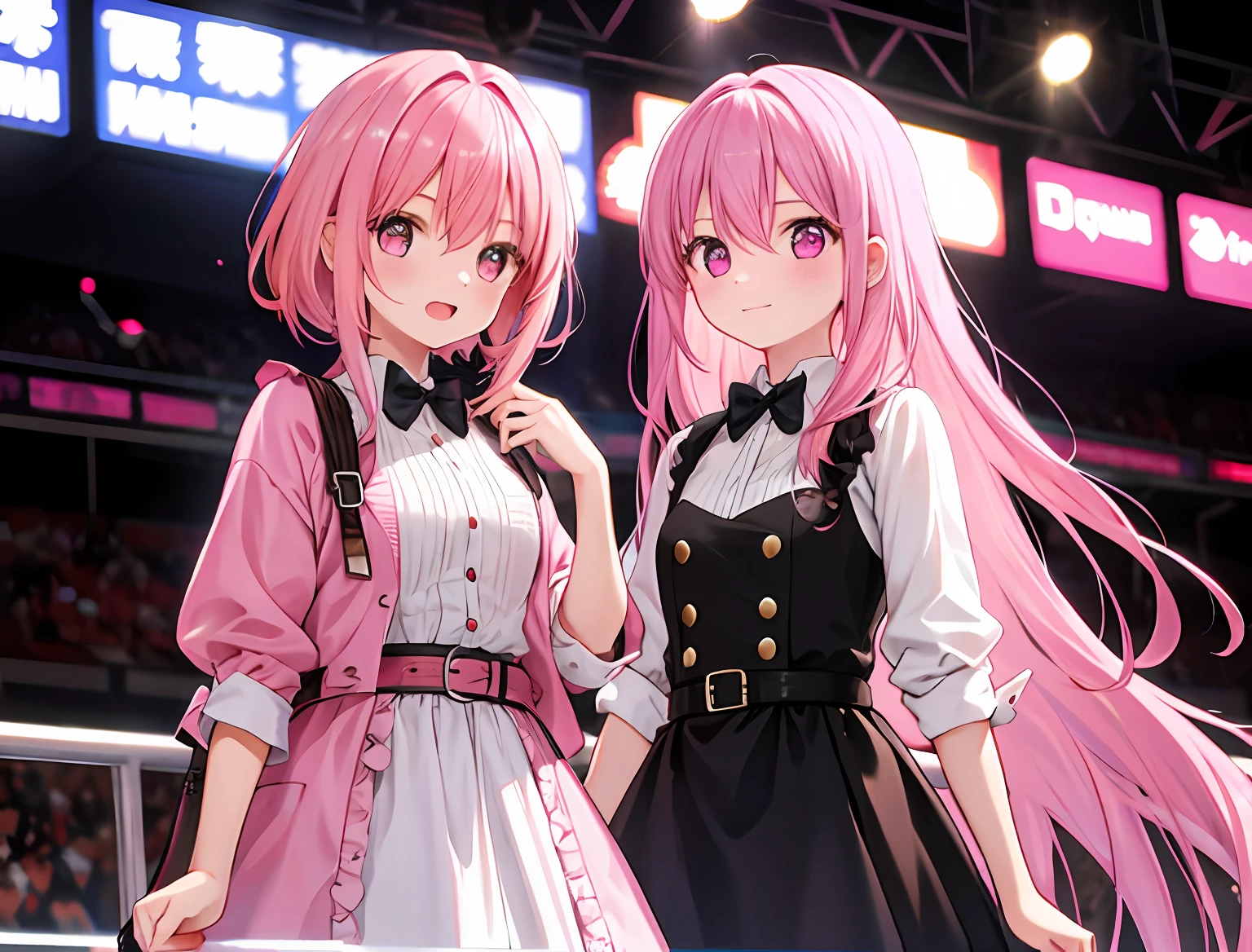 2girls，A pink-haired，fights