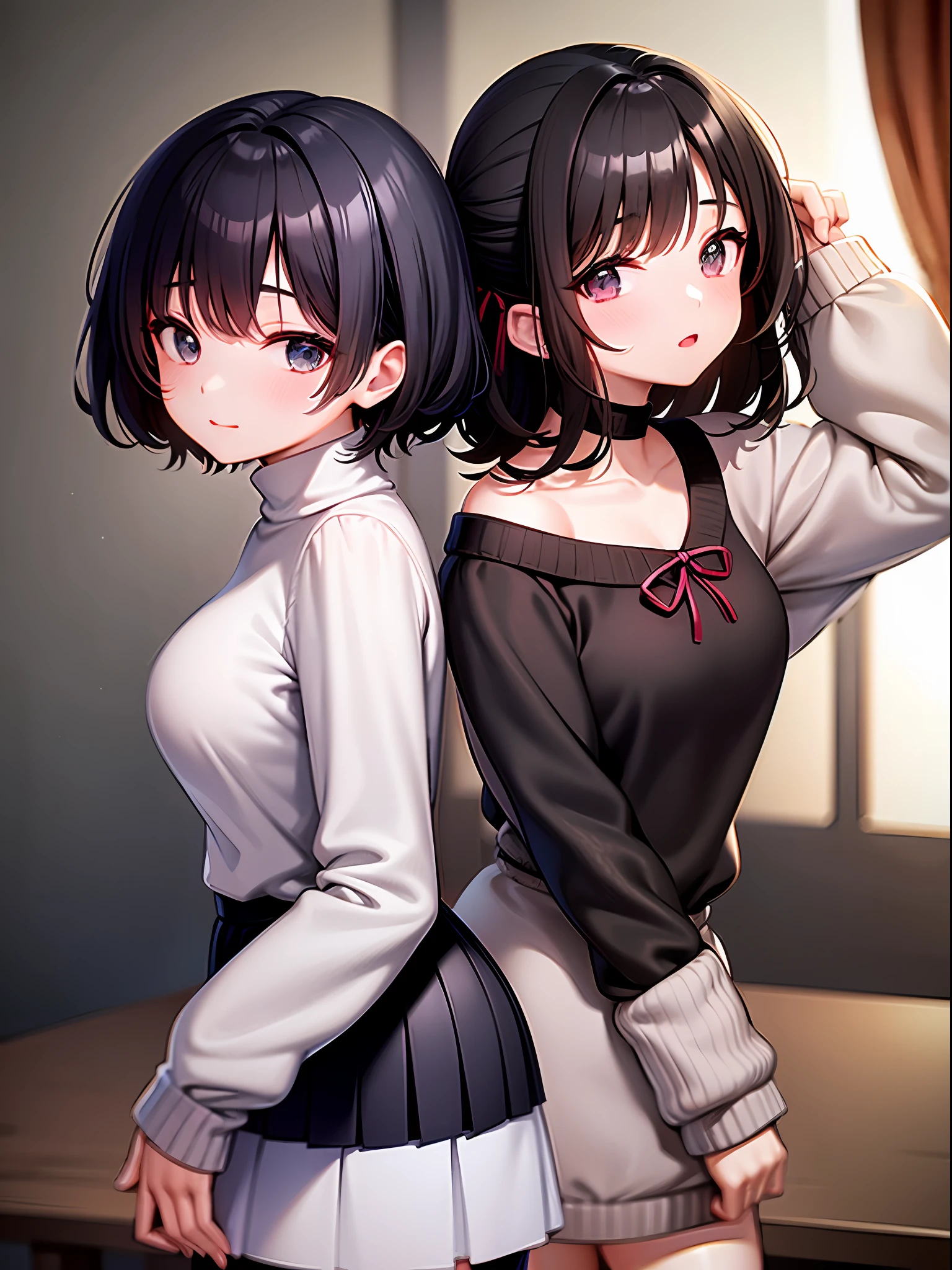 maisakurajima, mai sakurajima, Long braids, bangs, (Black Hair:1.5), hair ornaments, (Purple eyes:1.1), Hair Clip, rabbit hair ornaments,smile,blush,Glasses,One-shoulder sweater,Long skirt,Black pantyhose,short boots,Daytime,Clear skies,Walking,whole bodyがイラストに入るように,
break indoors, University　corridor,
break looking at viewer, whole body,
break (masterpiece:1.2), Highest quality, High resolution, unity 8k wallpaper, (figure:0.8), (Beautiful attention to detail:1.6), Highly detailed face, Perfect lighting, Highly detailed CG, (Perfect hands, Perfect Anatomy),