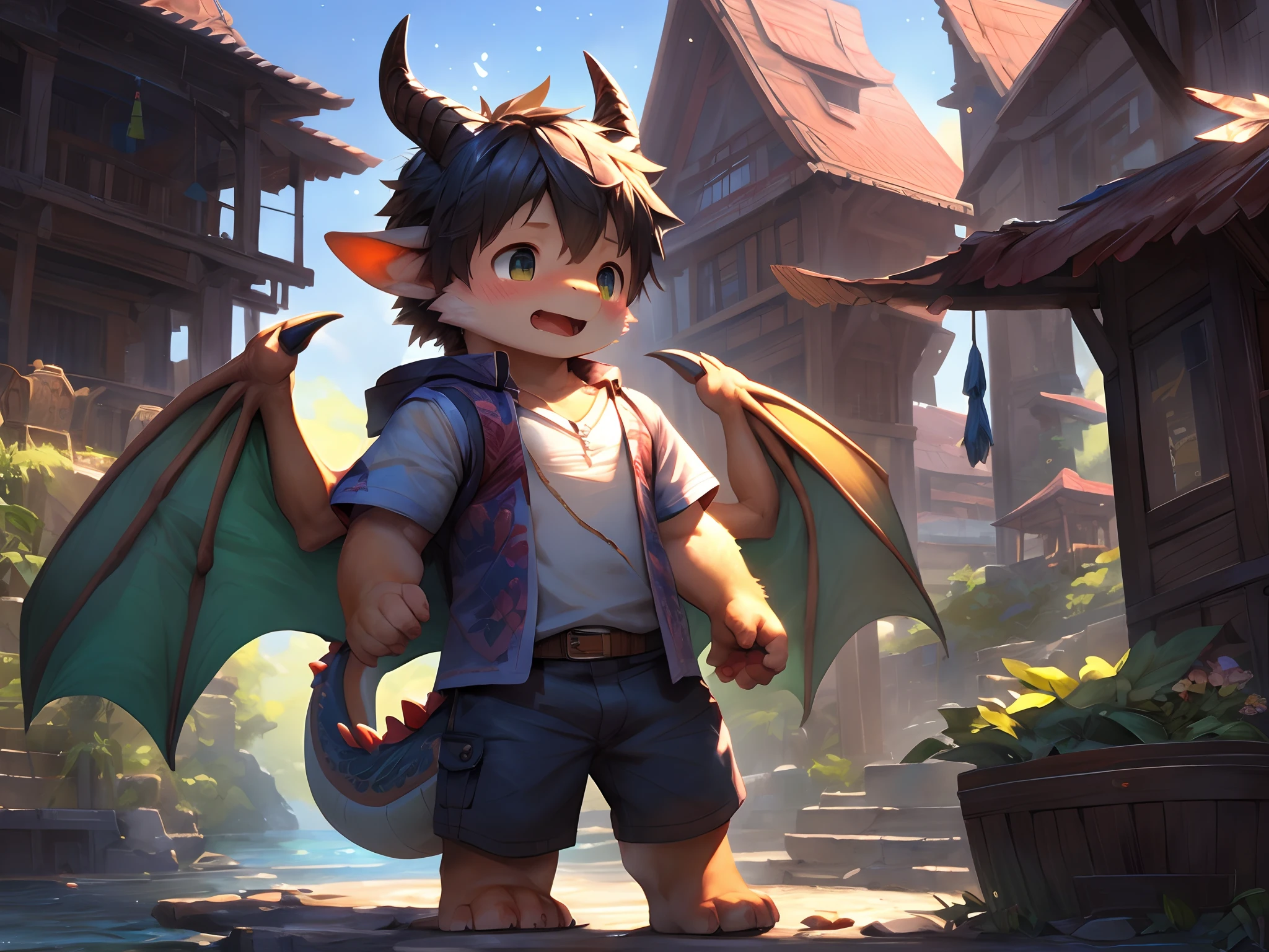 solo,(kemono:0.8),(shota,child,cub,young,chibi,bishounen,petite,short stack,adorable:1.1),(anime face,kawaii expression,cute fang),(handsome:1).
BREAK
The black-haired male pupil, a ((((little dragon)))) has ((dragon horn)), short-sleeved shorts, wearing a long cape, a straw hat with two streamers and countless wind chimes, and a green flute sits on the back of a huge bird made of water, leading more bird behind him.
BREAK
(cinematic Lighting), ((detailed Background)), ((looking down)), (((three-quarter view))), (((flustered))), (bedroom eyes),(heavy breathing),(blissful mouth),(seductive),(lust),(half Body Shadow),pink pawpads,paws,4 fingers,3 toes,delicate muscle line,(detailed bulge:0.5),(erection under clothes:0.5),(flaccid:0.5),(unretracted_foreskin:0.5),(animal_penis:0.5),(penis_tip:0.5),(leaking_cum:0.5).
BREAK
ultra-detailed,(nsfw:1.2),colored digital line art,photorealistic,(flat color:1.2),thick outlines,(limited palette:1.1),game cg,(3D:1.2),(photorealistic:1.2),(masterpiece,best quality,great,highly detailed CG unity 8k wallpaper,super fine illustration:1.2),extremely detailed,volumetric lighting,best shadows,(depth of field,particles of light,cinematic lighting:1.1),wind lift,speed lines,official art.
BREAK
(by lindong:1.25),(by blotch:1.25),(by mamaduo:1.1),(by cydonia xia:1.1),(by telson:1.1),(by taran fiddler:1.1),(by kilver:1),(by oxfort2199:1),(by syuro:1.2),(by s1m:1.2).
BREAK
bright colors,shaded,countershading,high contrast,photography \(artwork\),(realistic:1.2),(hi res,absurd res:1.2),perfect anatomy,anatomically correct,detailed,detailed face,detailed eyes,(realistic fur,detailed fur:1.25),detailed background,amazing background.