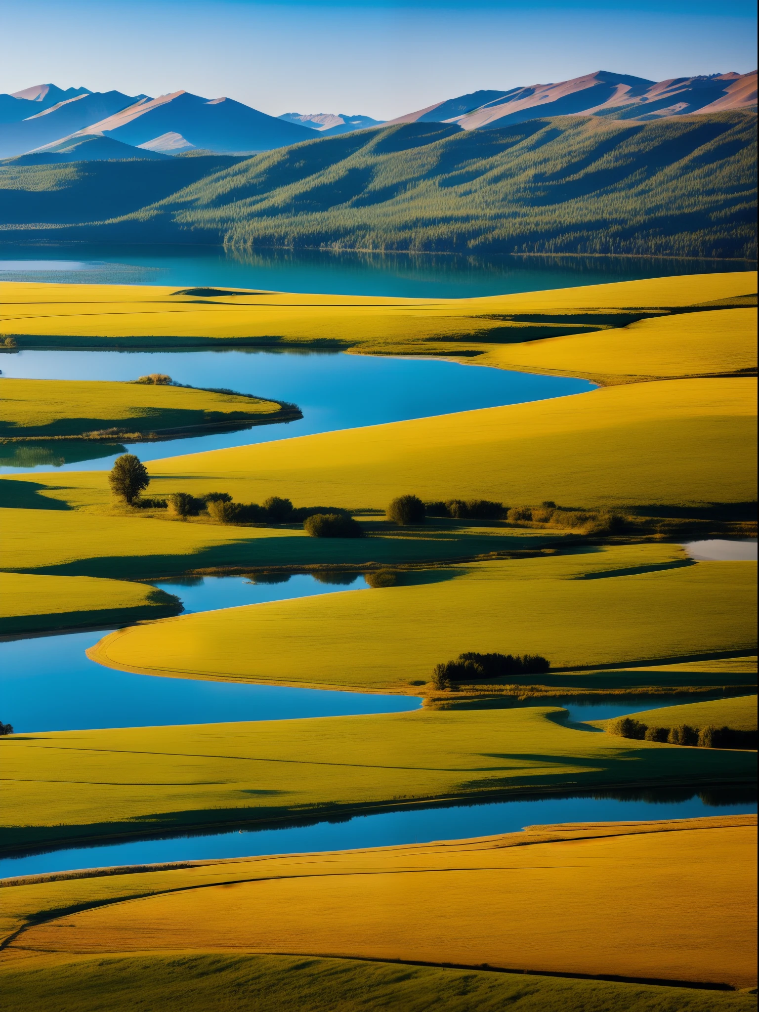 in the early morning,On the steppe,The tree,mont,lake,Clear,small boats,beautiful natural places,k hd