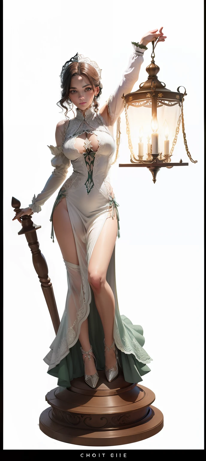 Vestido branco, cinto de couro medieval