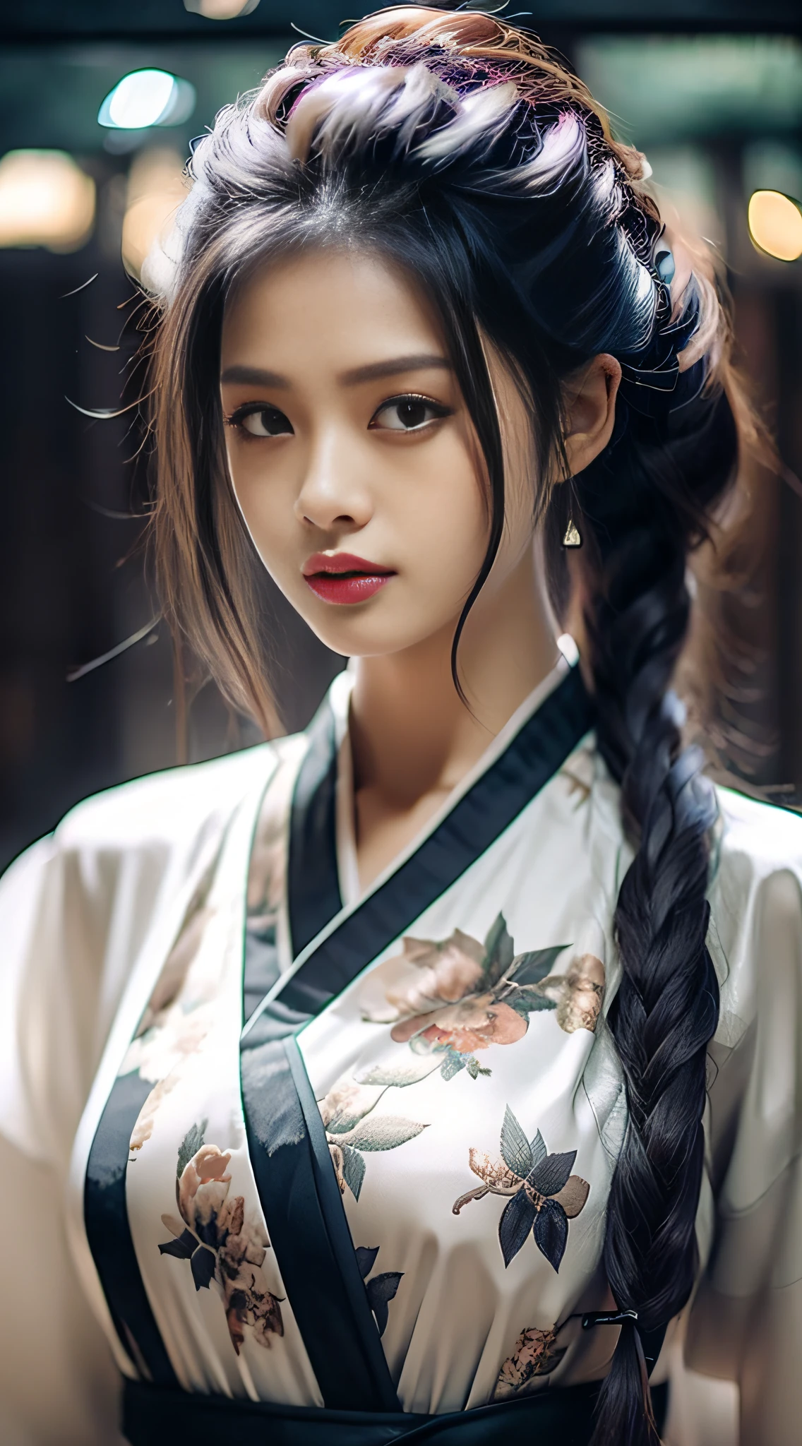 Masterpiece, best quality, wuxia 1girl, white hanfu, woods