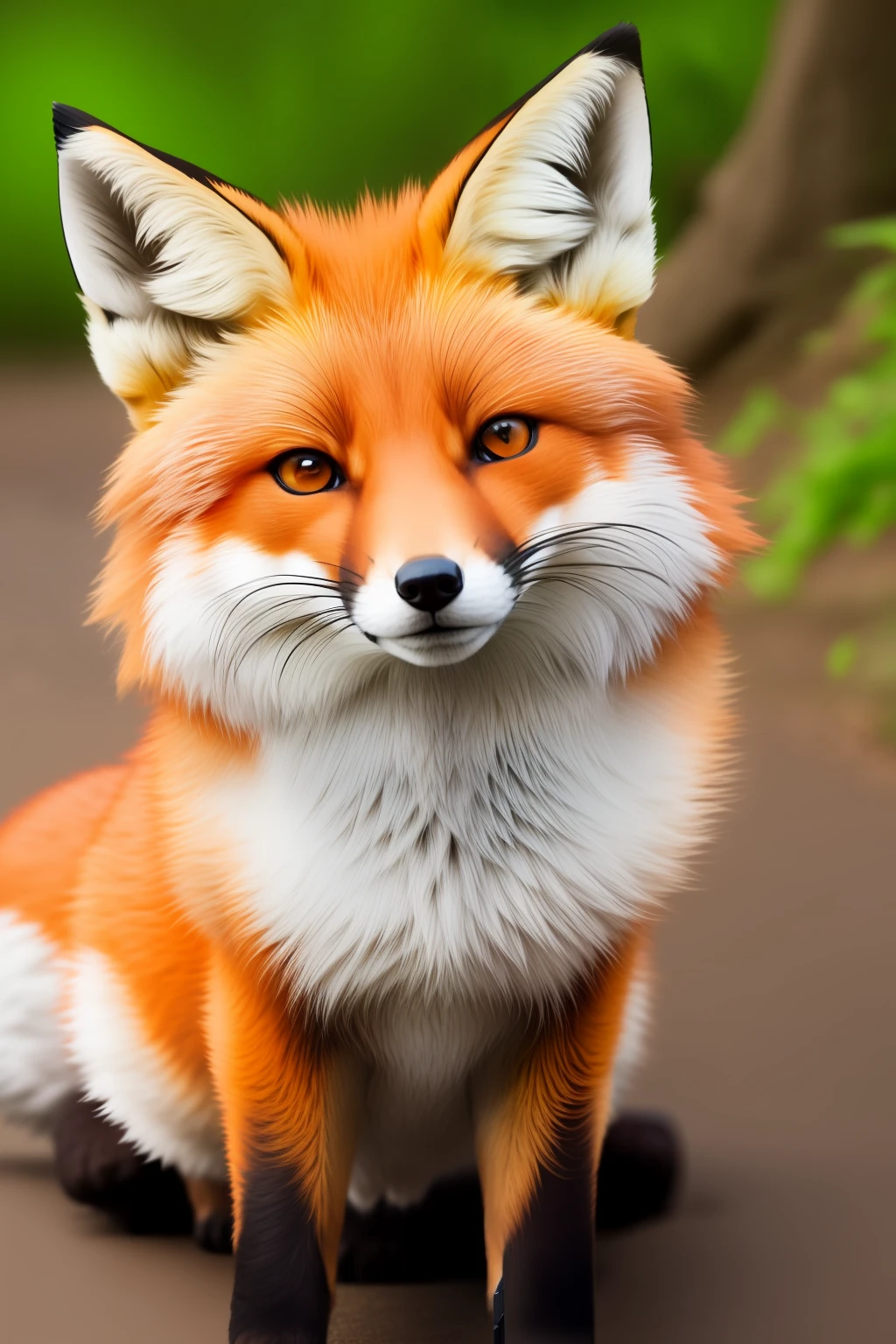 Serious and formal anthropomorphic fox looking sideways at the camera with a cell phone in his hand