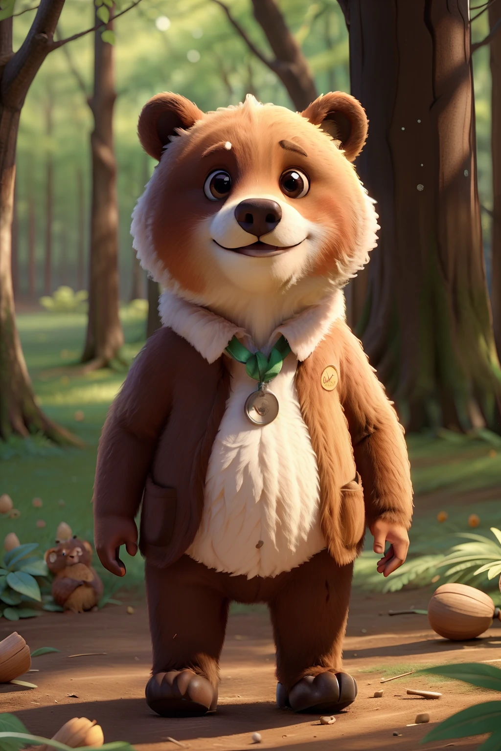 Nas profundezas de uma floresta encantada, vivia um ursozinho chamado Benjamin. Benjamin wasn't like the other bears in the woods. He had a special passion for playing with his acorns all year round, in all four seasons.