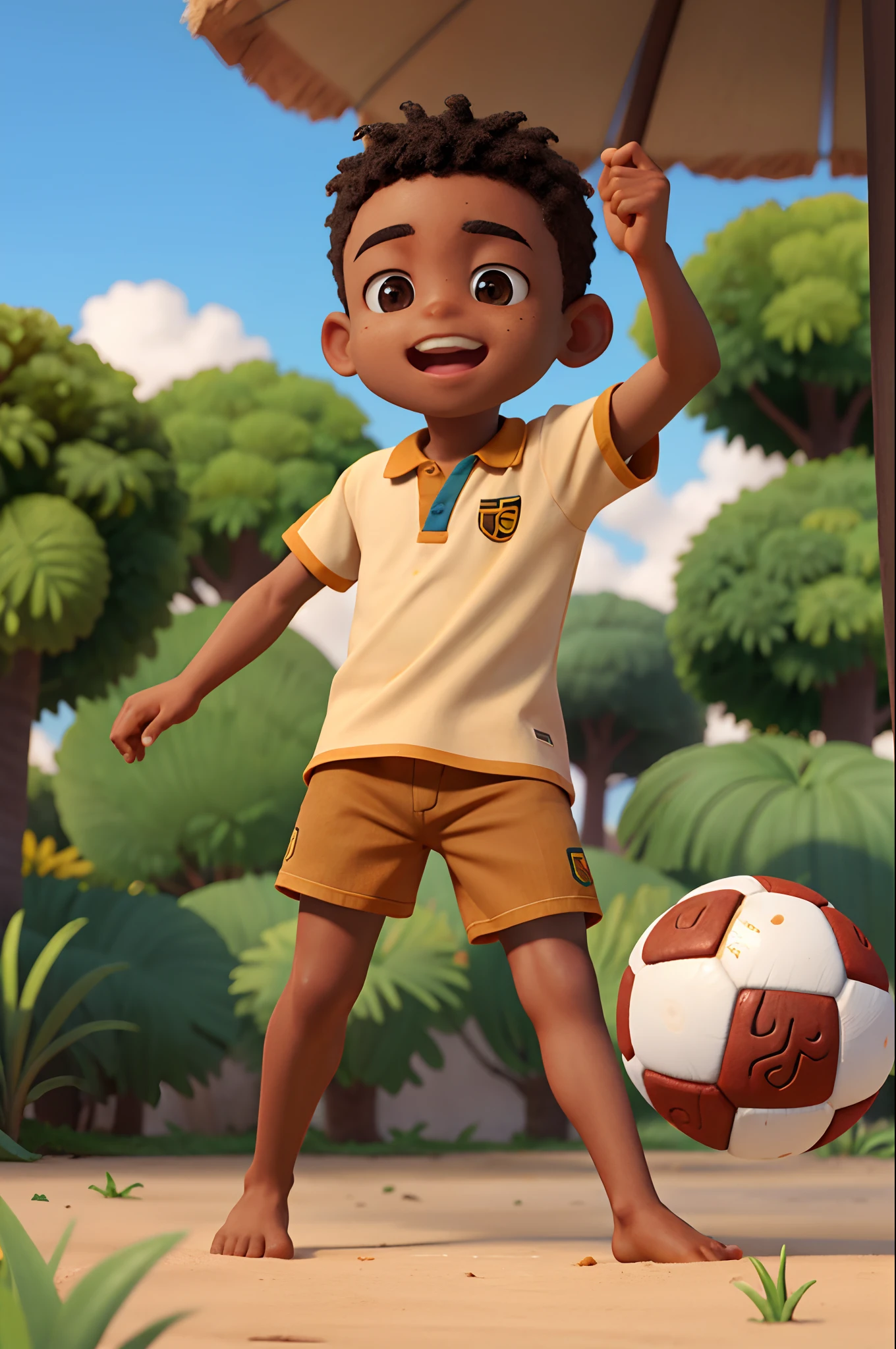 1  africano africano ( pele marrom escura), bola, campo,