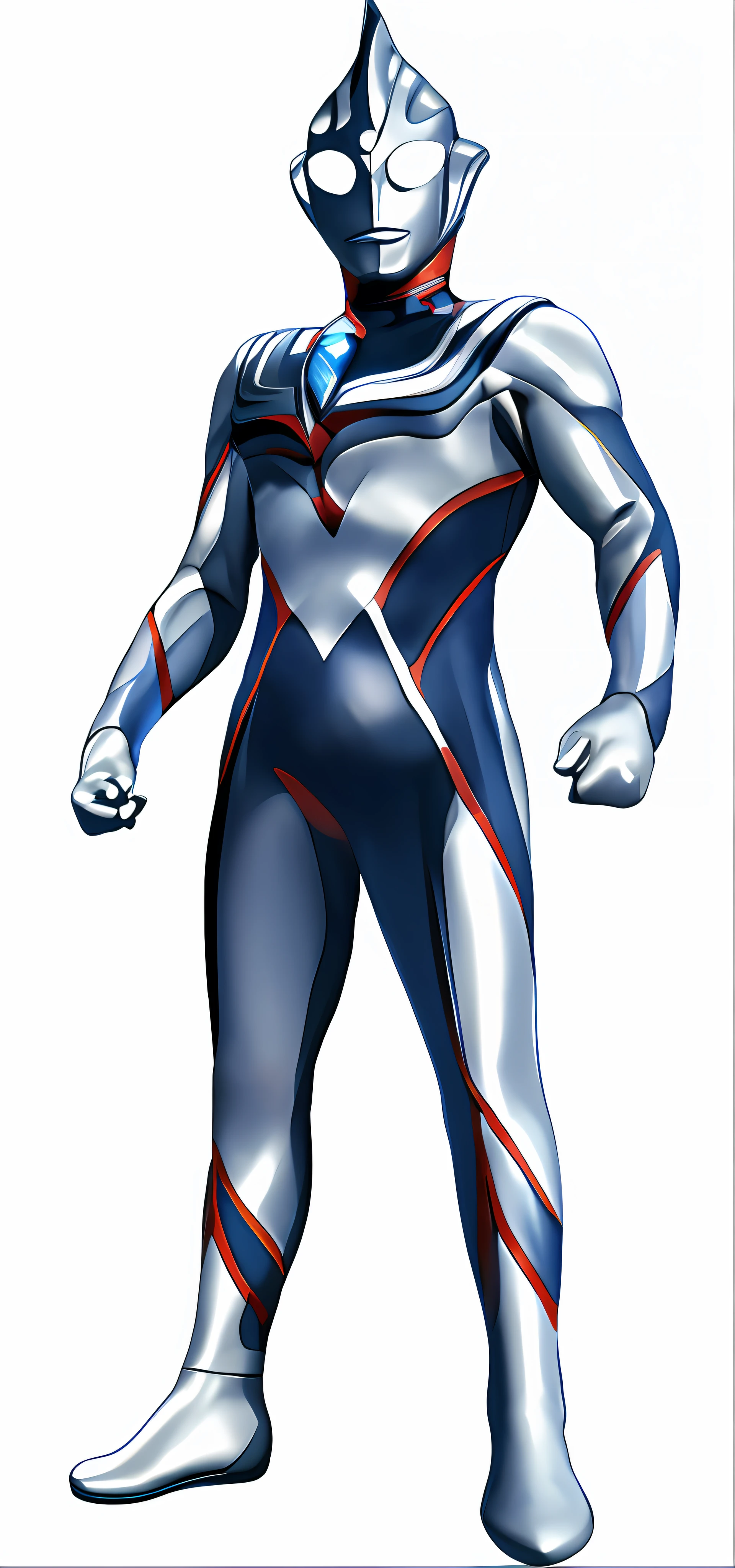 Close up of a person in a suit on white background, Ultraman, ultra hyper-detailed, metahuman, full body zenkai! asuka suit, full body close-up shot, full body concept, quicksilver, spears, offcial art, varia suit, full body mascot, full body shot of, hev suit, inspired by Rob Liefeld
