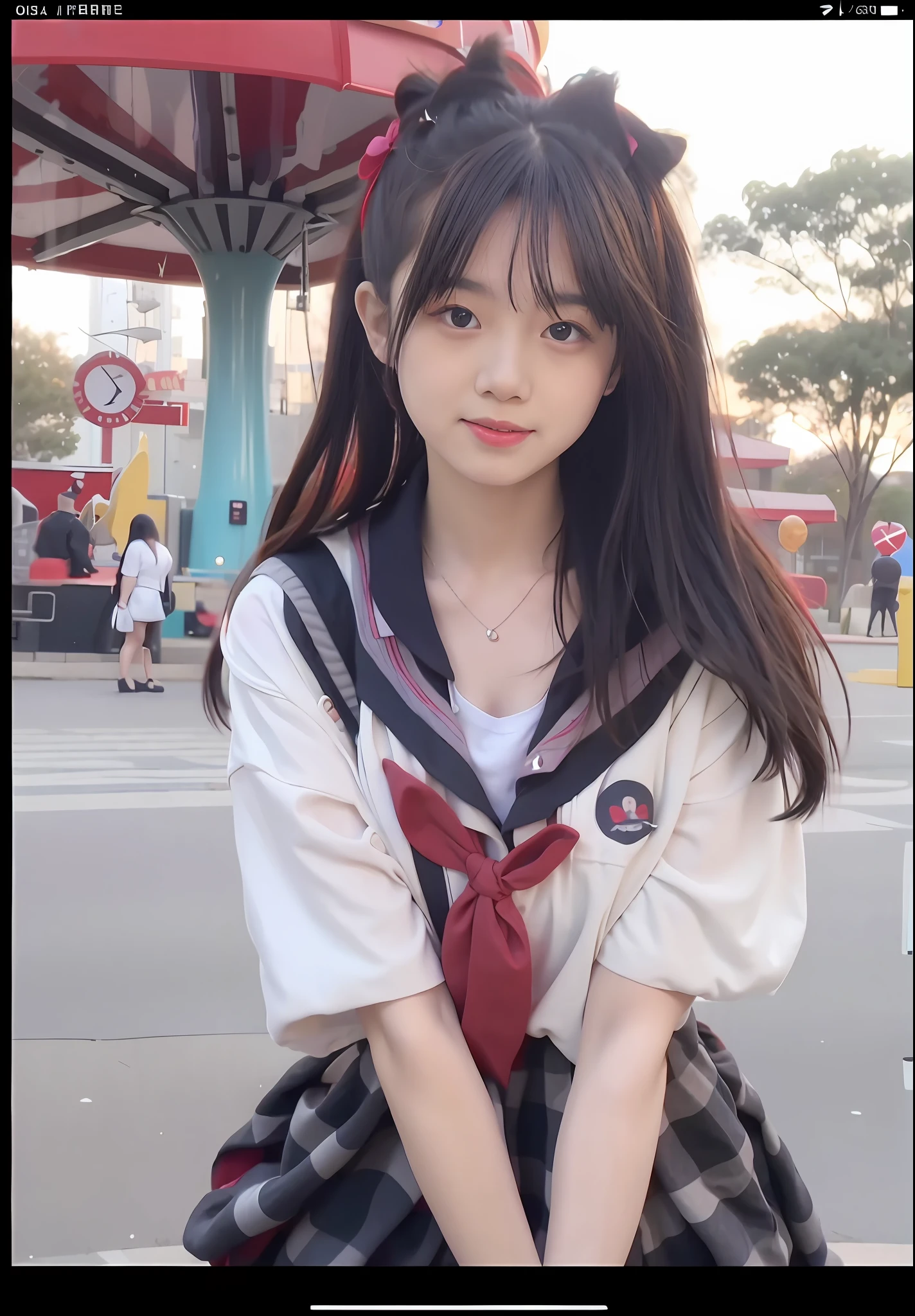 arafed asian girl in a school uniform posing for a picture, Anime girl in real life, Ruan cute vtuber, cute kawaii girls, She has a cute face, Cute young girl, young and cute girl, Cute anime girl, Beautiful Anime High School Girls, japanese girl school uniform, She has black hair，By bangs, ulzzangs