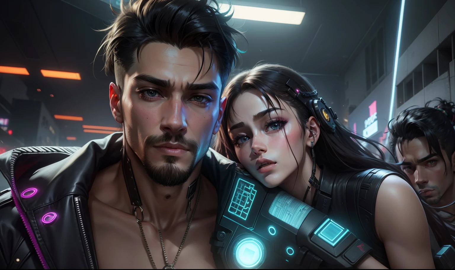 Change background cyberpunk handsome boy Cute. girl Realistic face 8k regulation cchange dress