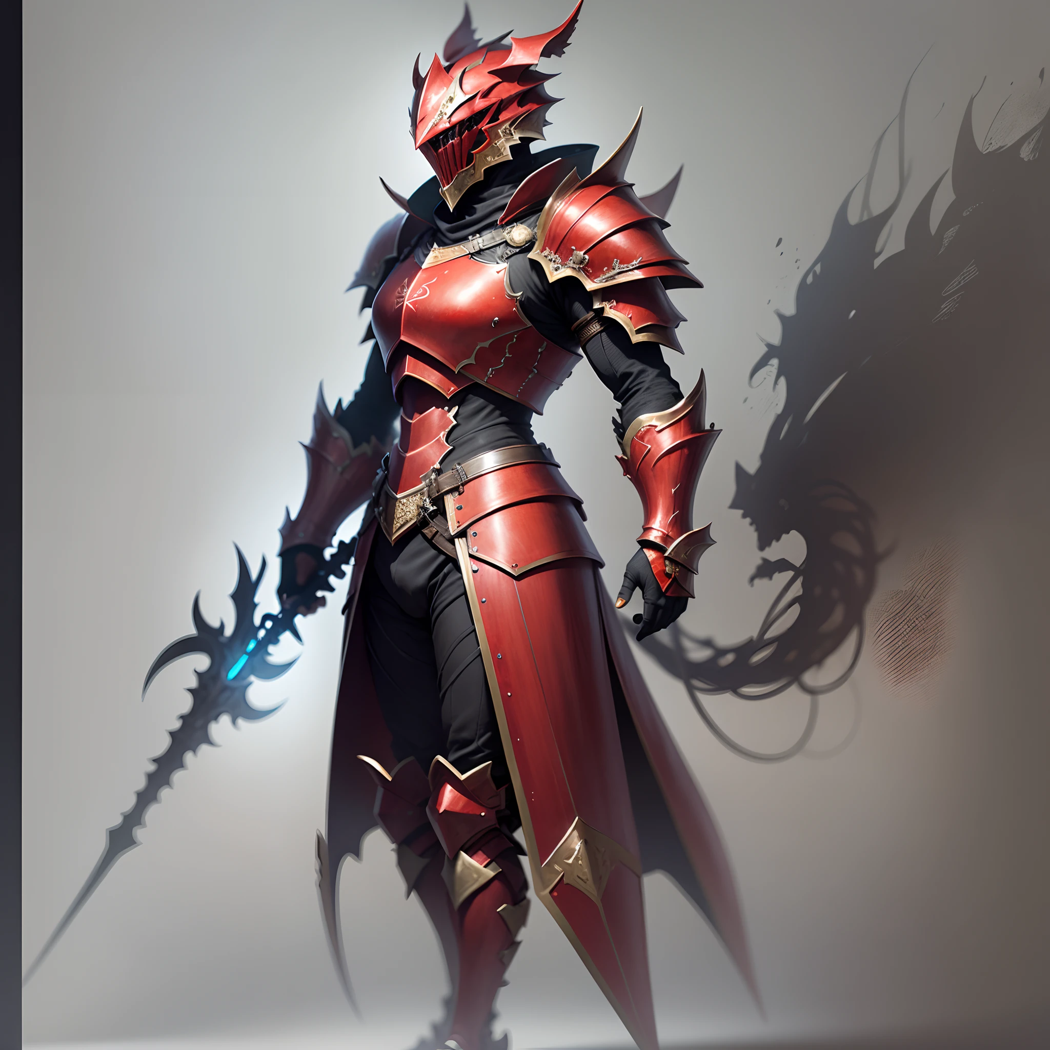 cool dragoon knight, red black armor, realistic, --auto --s2