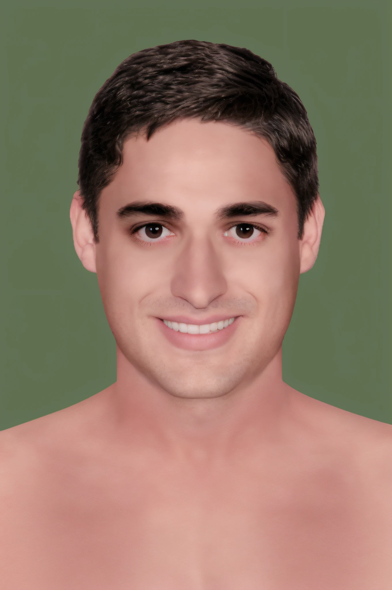 Shirtless man smiling and looking at the camera, rosto fotorrealista, gerar rosto realista, arte digital do retrato, rosto restaurado realista, retrato de meio corpo, Portrait of head and upper body, cara muito realista, single realistic face, Foto retrato realista, rosto detalhado real, ... Graflex Century Graphic 23 Camera, soft lighting, Dynamic angle, realistic lighting, (textura natural da pele), (detalhes intrincados), HDR, rosa, noite, vencedor mundial de fotos de imprensa, (fotografia premiada:1.3), (homem moderno, rosto bonito, jovem, tom de pele americano, (Very sharp photo:1.1), (8k, fotografia, ................................RAW, melhor qualidade:1.3), (realista, realista, feminino, roupas modestas:1.1), desafiador, Inspirador, Portrait ao ar livre:1.5), analogue style (olhar para o espectador: 1.2) (textura da pele) (grain of film: 1.3), (tonalidade quente, tom quente: 1.2), fechar para cima, cinematiclight, side-lighting, Ultra alto nada, melhor sombra, ..............................................RAW, parte superior do corpo, vestindo camiseta preta, Microgeometria, elasticidade da pele, light scattering through hair, Ambient occlusion, sombreamento de pele multicamadas, iris and pupil rendering, Advanced color sorting