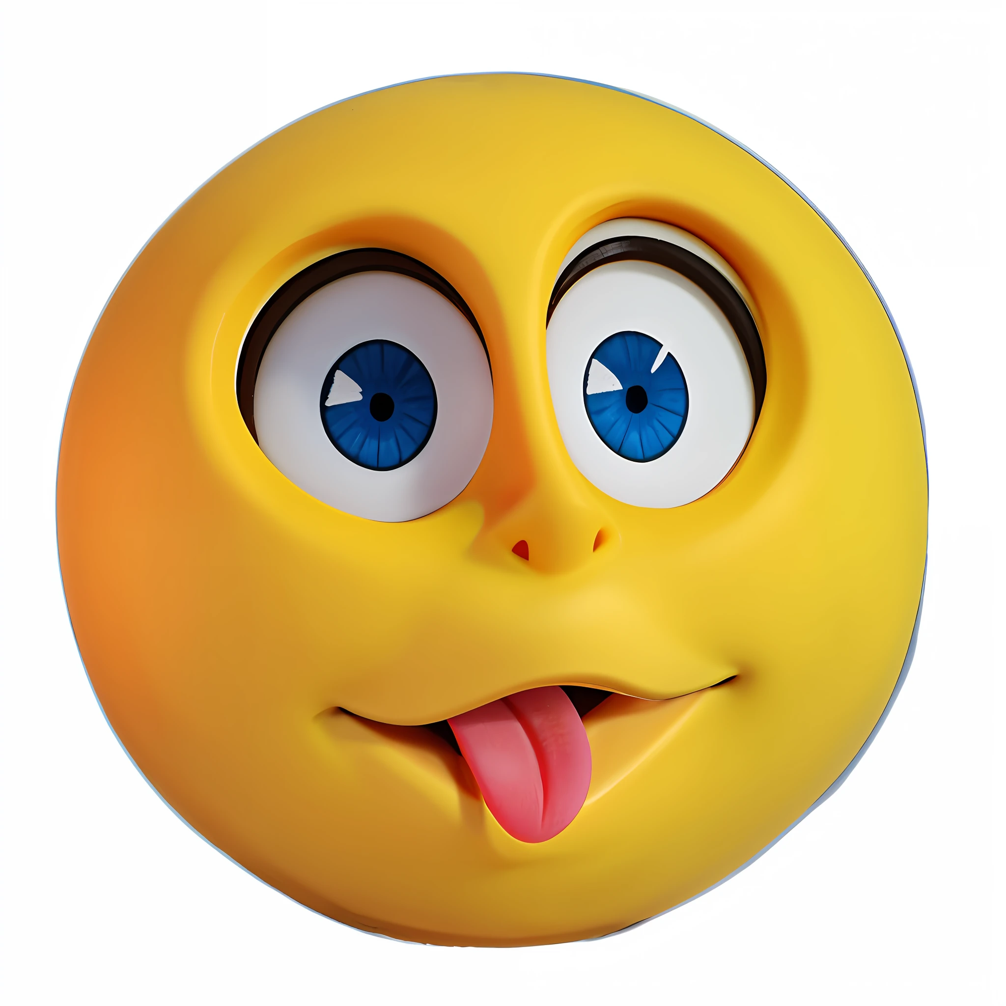 yellow smiling face with blue eyes and tongue sticking out: 2.32, cara bonito olhos grandes e sorridente, cara divertida e brincalhona boba, funny emoji, rosto piscante altamente detalhado, charming expression gesicht, emoticon, grandes olhos felizes, Funny, new emoji of biting your lip, cara fria, emoji, cara dos desenhos animados, face de interesse, emoji de riso, amused facial expression