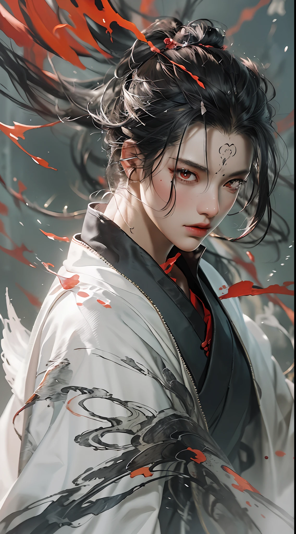 (Male: 1.1), black eyes, oriental beauty, (masterpiece), best quality, Anime, merge, colorful, vibrant colors, illustration, artstyle, fantasy, realistic, animation, (photo_\(medium\):1.0), by Antonio J. Manzanedo, by Jeremy Lipking, lightning, in surreal landscape, smooth, sharp focus