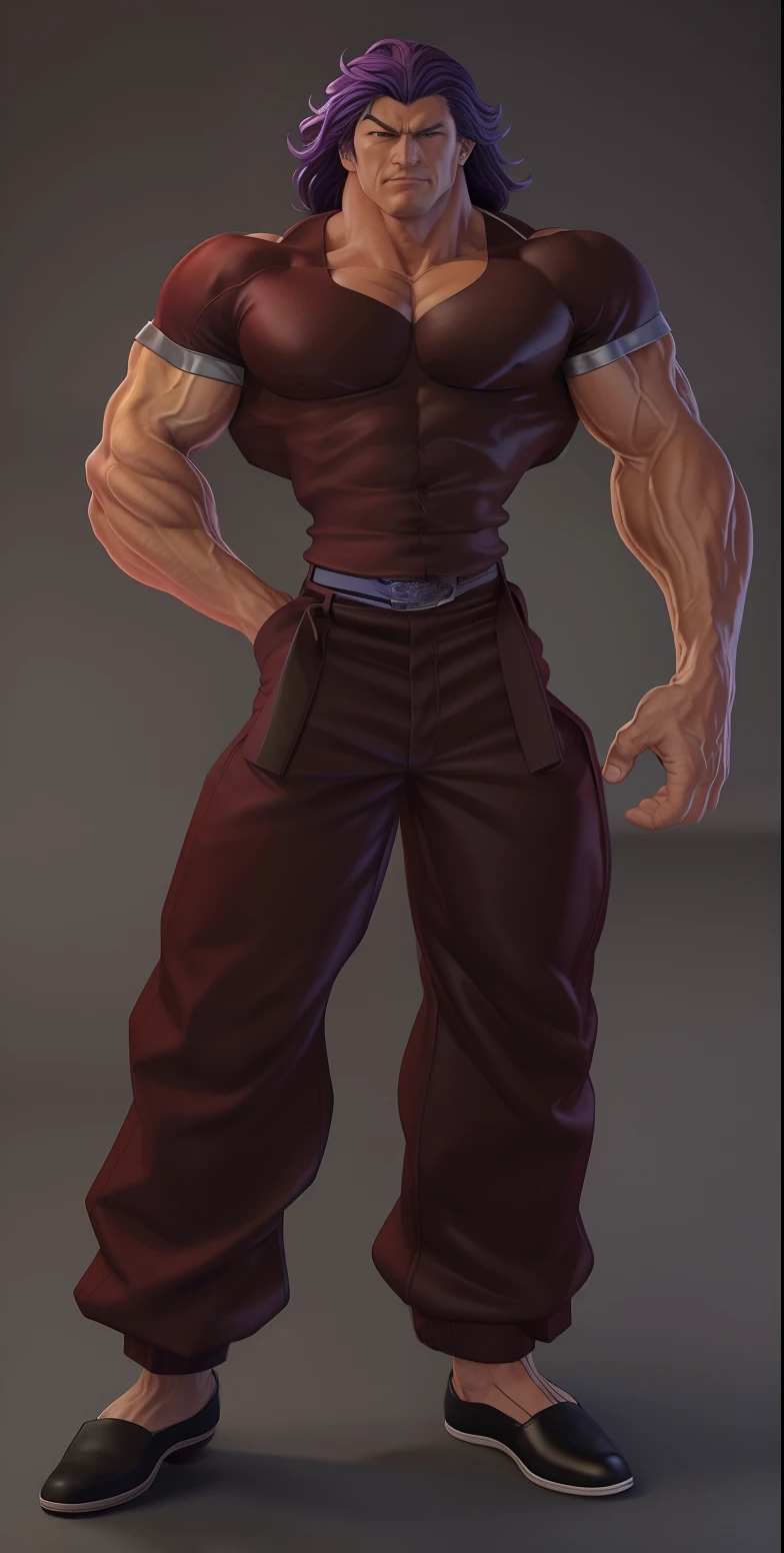 Yujiro hanma realistic version,a hand in his pocket,corpo detalhado,4k,Full HD,rosto detalhado, cabelo vermelho, roupa preta