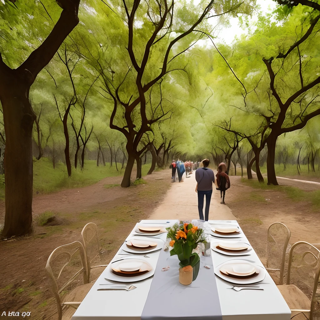foto realista natural de ambiente com mesa e cadeira embaixo de uma parreira de uva