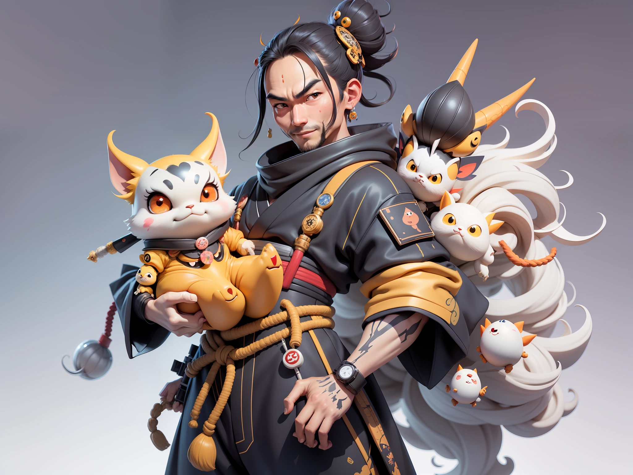 (Daisaku),(Need),(Super meticulous),(full bodyesbian:1.2),Japanese ukiyo-e girl,japanese geisha,Beautiful,Oriental dragon,Aeolian Thor,Raised sexy,爆乳,Oriental face,TV Anchor,Bust portrait illustration,Alone,In black suit,a blue tie,The face is slightly chubby,The face was clean,without a beard,Black super short hair,Black eyes,Smile confidently,3C computer sub-products,iPad, iphone,Digital painting,3D character design by Mark Clairen and Pixar and Hayao Miyazaki and Akira Toriyama,The illustration is a high-definition illustration in 4K resolution,With very detailed facial features and cartoon-style visuals。