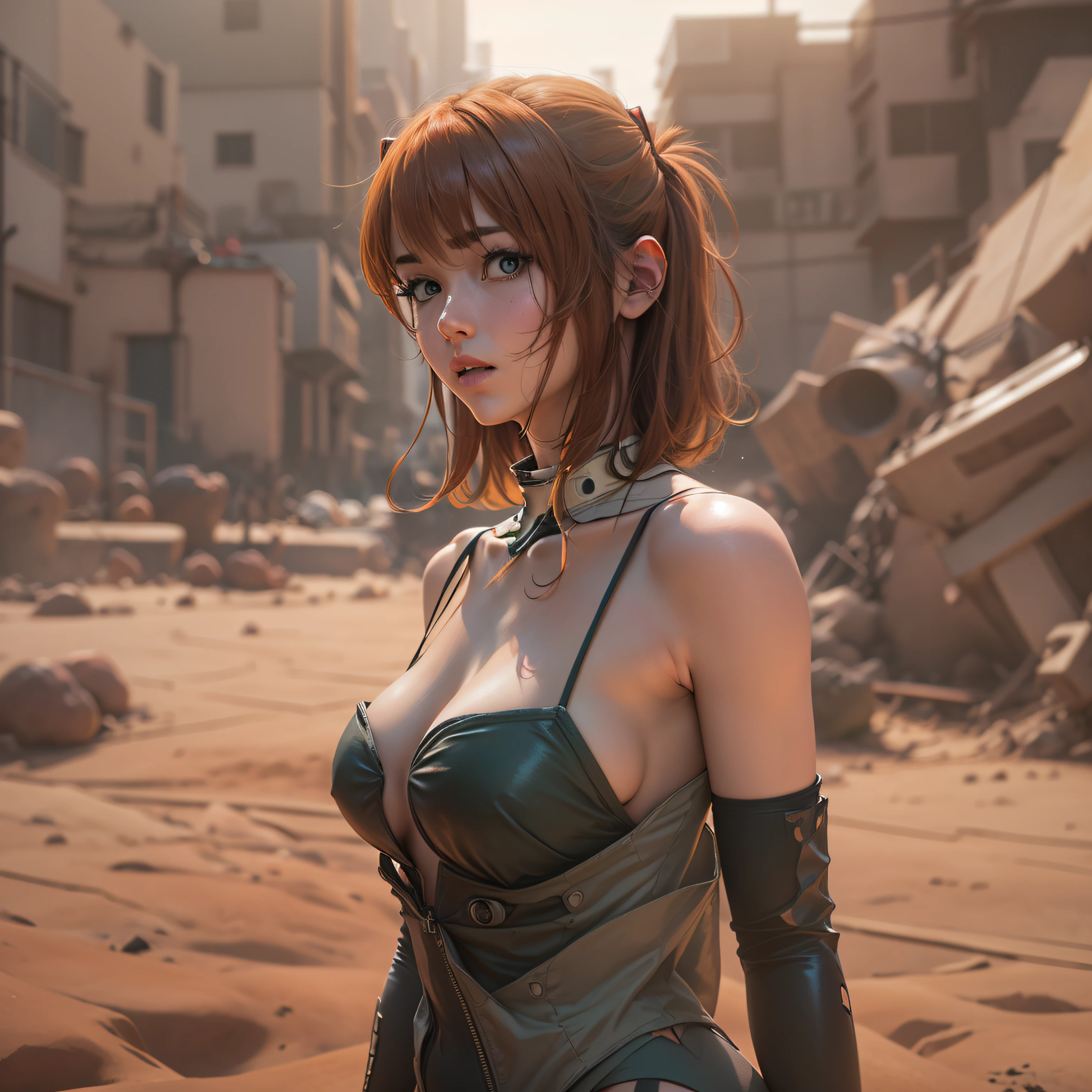 Asuka Langley Shikinamy, ((Evangelion)), en tela transparente, (((DeepVnecklineslipdress))), 1 girl, (pechos grandes:1.27), Enorme areola , (((hermoso))), view from back, (((deslizamiento de areola))),((areolas hinchadas)),((Sideboob)),(((cuello))), Chica Yorha, beautiful woman, Mujer preciosa, Hermosa joven, 2b nier automata, ((Unidad Yorha no 2 tipo B)) Chica con pelo largo, pelirrojo, Cara joven adorable, female idol portrait, peinado desordenado, ((Walking through a desert city)), ulzzang, ulzzang-6500-v1.1, pureerosface_v1, maquillaje coreano popular, maquillaje popular de Corea del Sur, con el pelo largo, (8k, foto RAW, La mejor calidad, obra maestra: 1.45), (NSFW:1.35), Trazado de rayos, NVIDIA RTX, Super resolution, Irreal 5, Sub-Surface Scatterring, Texturas PBR, postprocesamiento, Anisotropic filtering, profundidad de campo, maximum sharpness and sharpness, Texturas multicapa, Mapeo de albedo y especular, sombreado de superficie, Accurate simulation of light-material interactions, proporciones perfectas, octane representation, duotone lighting, ISO bajo, balance de blancos, regla de tercios, apertura amplia, 8K RAW, high-efficiency subpixels, sub-pixel convolution, glow particles
