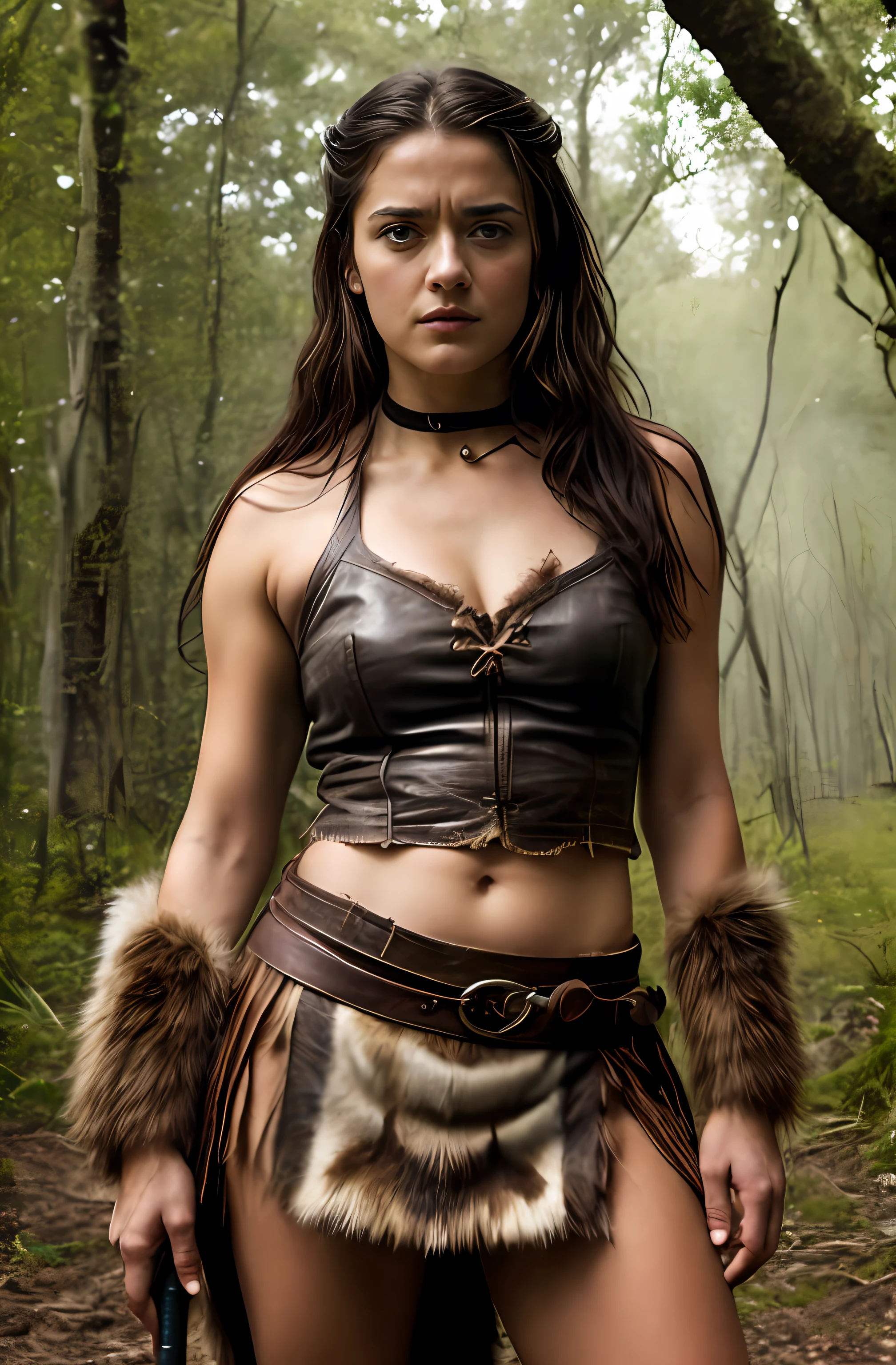 Masterpiece, High clarity eyes, perfect eyes, perfect face, perfect fingers, flawless, best quality, highly detailed, hunting pose, captivating beauty, Extremely Gorgeous woman with a hunting weapon, fluffy hair, in a leather, clothes and animal skins outfit, salma hayek as a barbarian, perfect eyes, hunting pose,small hairs in armpits visible, with bow and arrow, barbarian warrior woman, arya stark as venus, beautiful huntress, hunting goddess, lusty figure, warrior queen, Amazon tribal clothing, Amazon tribes dress,warrior woman, warrior princess, amazon warrior, a beautiful woman warrior, greek amazon warrior, beautiful female warrior, female archer, elven warrior princess, hunting woman, very beautiful female barbarian, beautiful hair, armpits crease