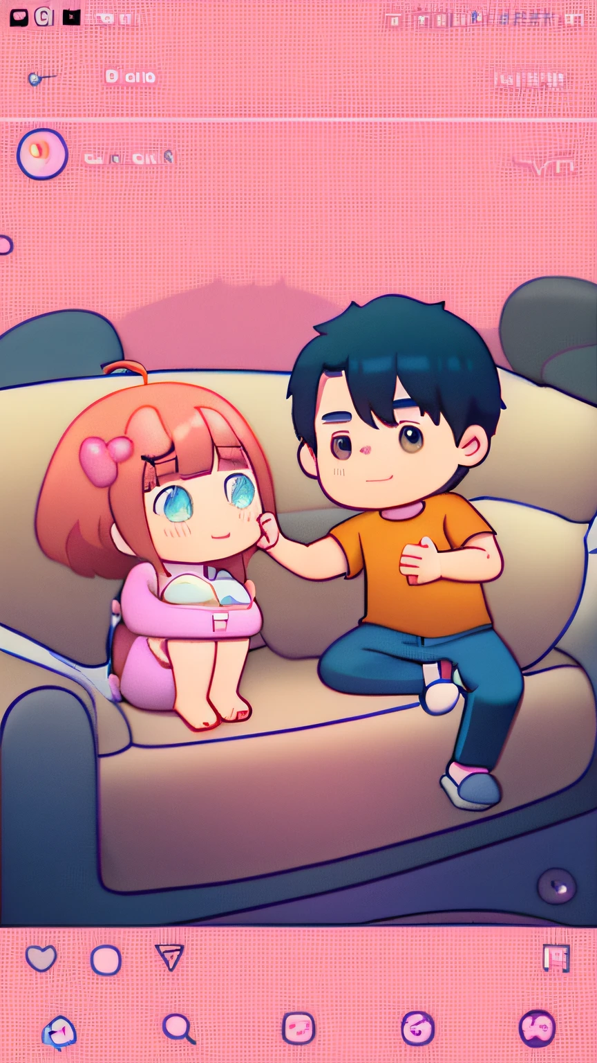 cartoon of a man and woman sitting on a couch with a dog, cute cartoon, children's cartoon, ruan cute vtuber, anime cartoon, cute anime, still from anime, cartoonish cute, still from tv anime, cartoon still, cute cartoon style, kawaai, boy and girl, animated still, slice of life anime, cute scene