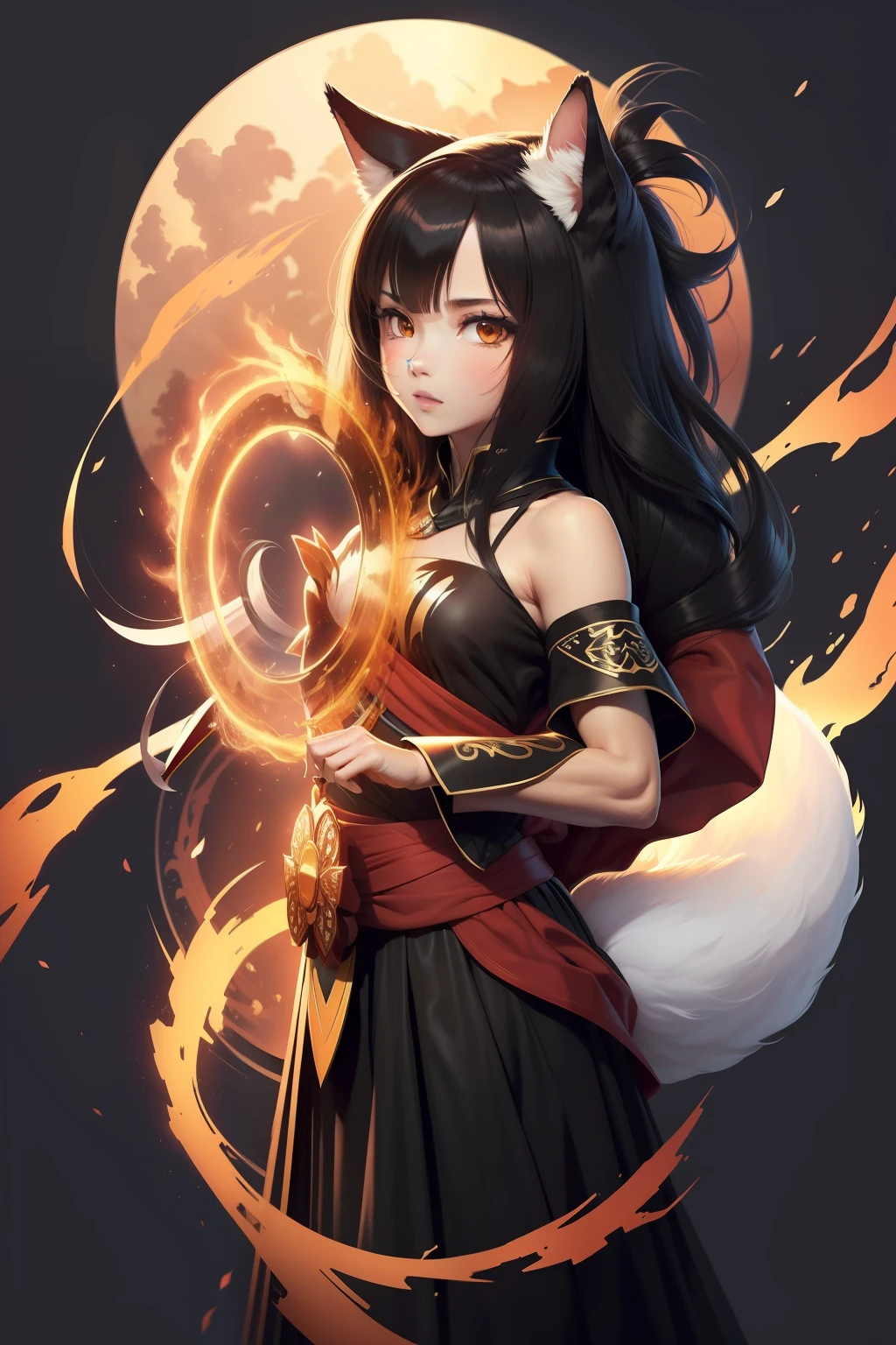 master part, melhor qualidade, Altas, sozinho, {Akagi_azurlane:1.10}, bicho_Ouvidos, raposa_Ouvidos, Longas_Hair, vermelho_olho, seios, marrom_Hair, tail, grande_seios, raposa_tail, Multiple_coroa, franja, clivagem, sorrir, raposa_garota, bicho_orelha_fluff, preto_Hair, 1girl, Japanese_Clothes, quimono, Kitsune, Olhando_em_visualizador, vermelho_saia, saia, largo_Mangas, preto_Luvas, Luvas, kyuubi, preto_quimono, simples_Background Story, marrom_tail, plissado_saia, Branco_Background Story