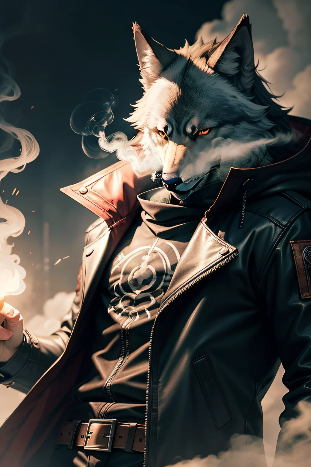 wolf jacket anime wallpaper fantasy smoke