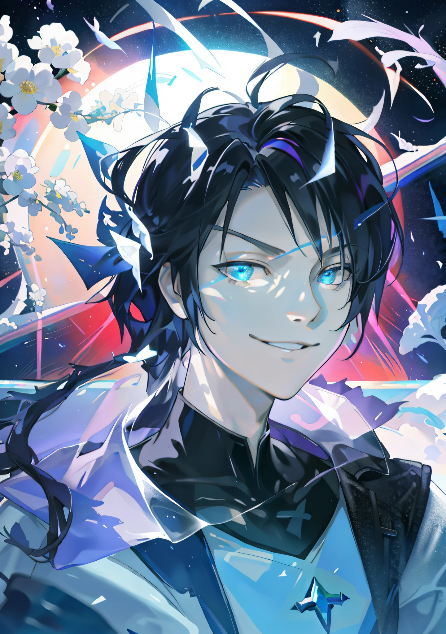 tmasterpiece、Need、1male people、AS-Adult、A MILF、dark themes、Magic Array、Buble、rainbow Sunlight、under the water、Reflected mirror、floating piece of Glass、Rainbow light、Bubble Swirling、Wind swirl、extreme light、Fantastic landscape, Starlight around the character, (The upper part of the body)