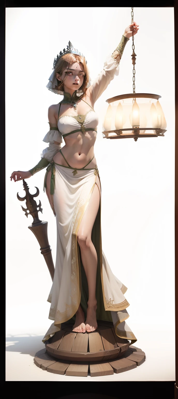 realistic,score_9, score_8_up, score_7_up, 
 solo,full body, witch woman，conservative attire，Very nice headgear， princess dress，jewelry，Visions of heaven and earth，Staff，exquisite magic,SideBoob,UnderBoob,Give a V victory sign, shinny skins, wet skins,texture skins