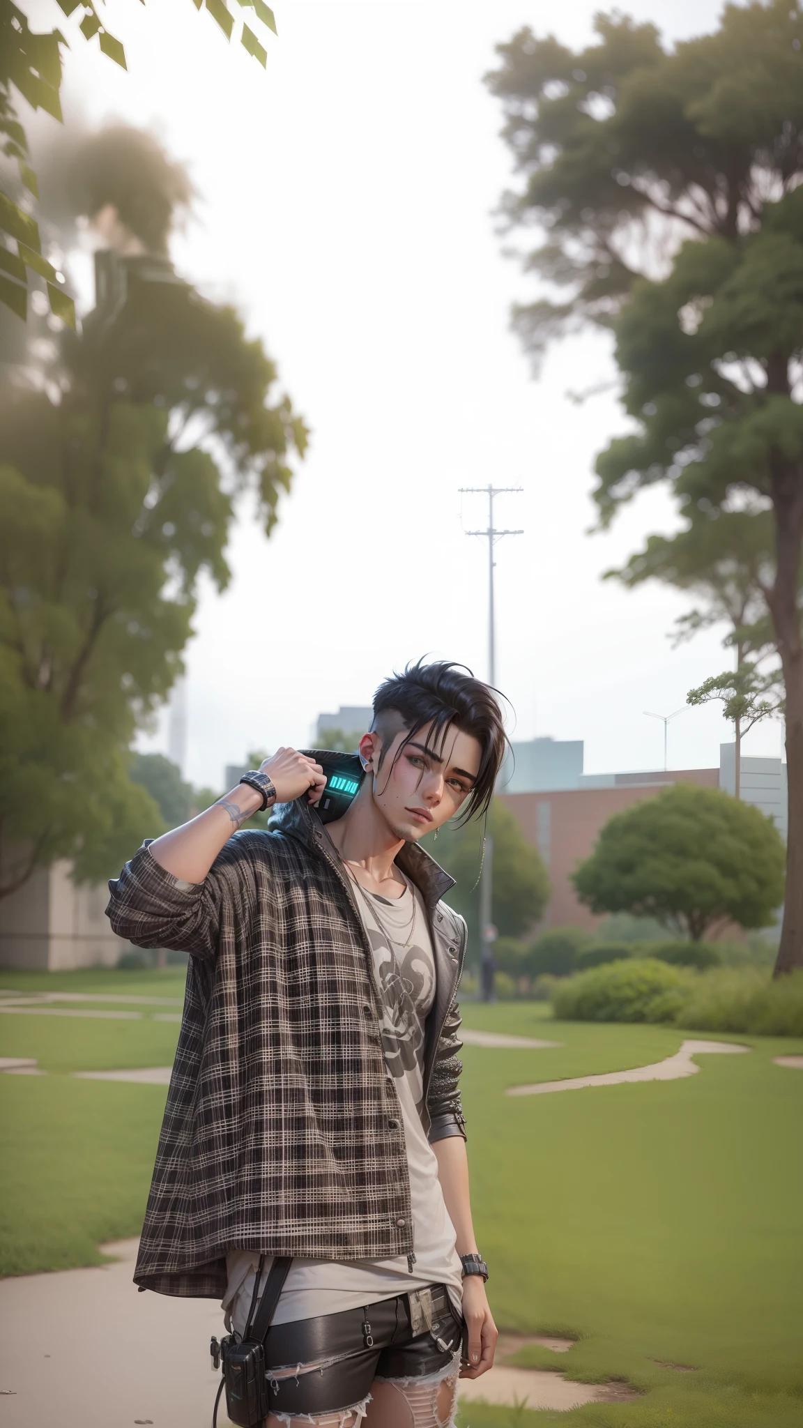 cyberpunk handsome boy ultra realistic with girl, --v 4