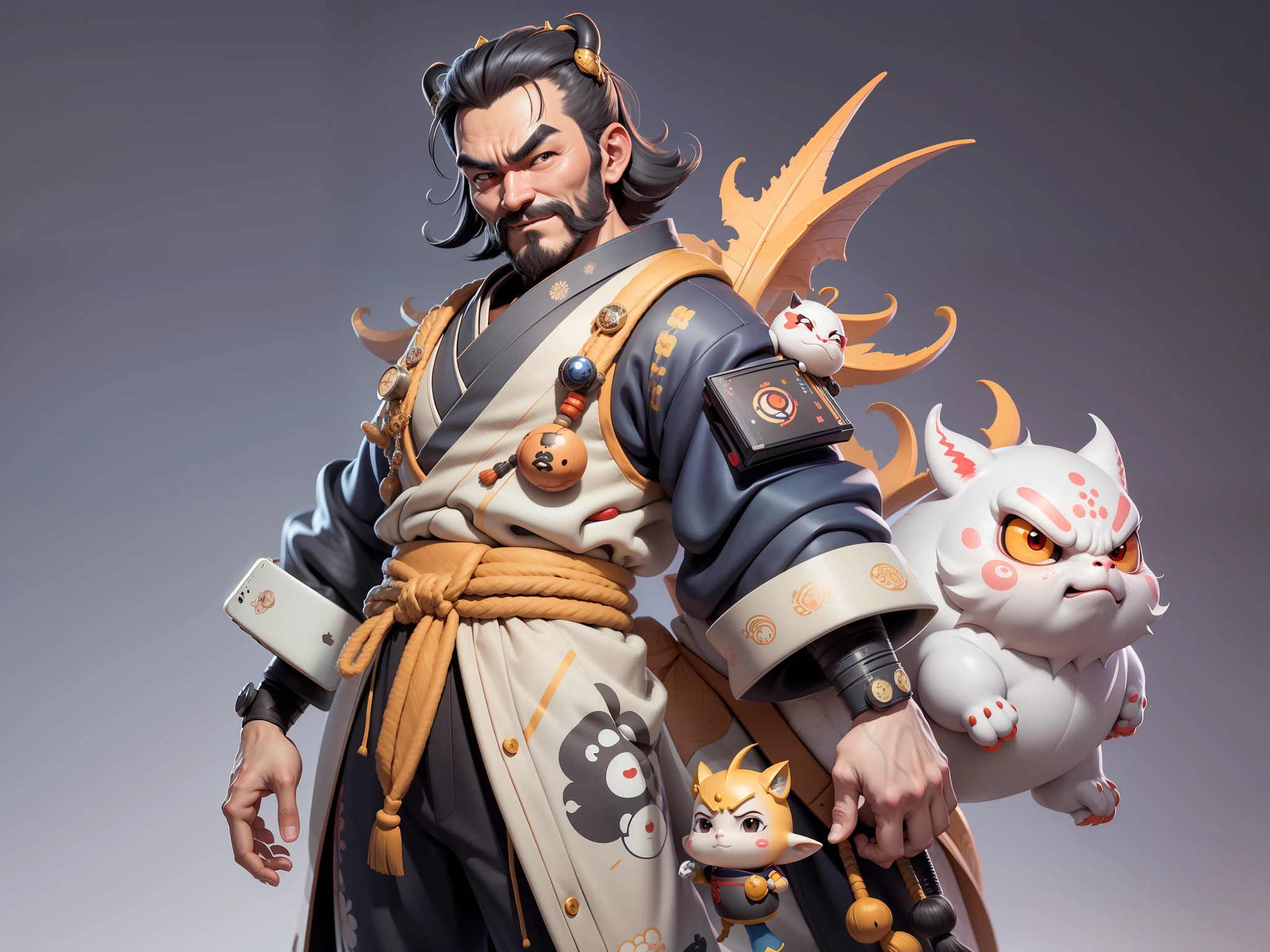 (Daisaku),(Need),(Super meticulous),(full bodyesbian:1.2),Japanese ukiyo-e girl,japanese geisha,Beautiful,Oriental dragon,Aeolian Thor,Raised sexy,爆乳,Oriental face,TV Anchor,Bust portrait illustration,Alone,In black suit,a blue tie,The face is slightly chubby,The face was clean,without a beard,Black super short hair,Black eyes,Smile confidently,3C computer sub-products,iPad, iphone,Digital painting,3D character design by Mark Clairen and Pixar and Hayao Miyazaki and Akira Toriyama,The illustration is a high-definition illustration in 4K resolution,With very detailed facial features and cartoon-style visuals。