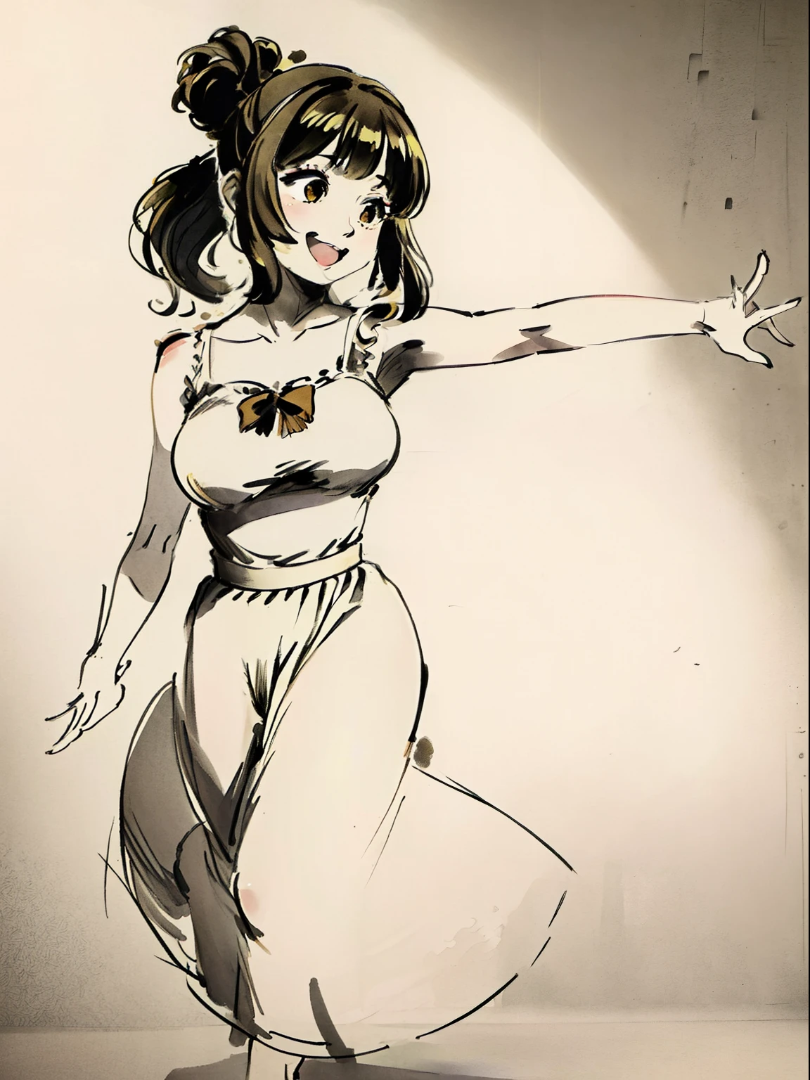 (tareme:1.5), (loafers:1.0), (kicking:1.0), (cotton panties:1.0), (looking at viewer:1.0), (white background:1.0), (anime:2.0), (official art:2.0), (best quality:2.0), (masterpiece:1.0), (full body:1.0), (solo:1.0), (a 18yo cute girl:1.0), (long skirt:1.0), (dark blue skirt:1.0), (pleated skirt:1.0), (school uniform beige blazer:1.0), (dark blue necktie:1.0), (loafers:1.0), (black socks:1.0), (ideal ratio body proportions:1.0), (lanky:1.0), (tall:1.0), (slender:1.0), (small breasts:1.0), (smaller face:1.0), (tareme:1.5), (detailed beautiful eyes:1.5), (detailed beautiful face:1.5), (glowing black eyes:1.1), (bob cut hair:1.0), (black hair:1.0)