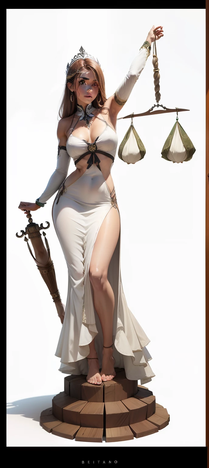 vestido branco, cinto de couro medieval marrom, espartilho, barefoot, vestido top, sem mangas, decote nos seios , biquinhos duros, molhadinha, volome nos seios , decote nos seios, espartilho medieval, segurando lanterna,female muscles, realista