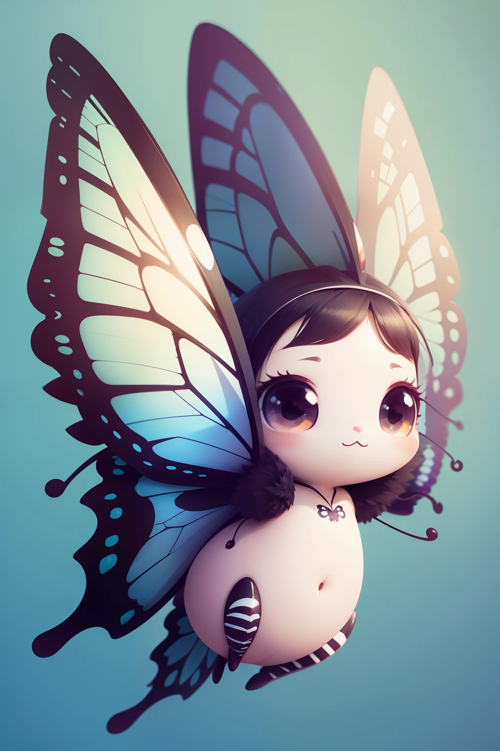 cute cartoon butterfly with body and eyes