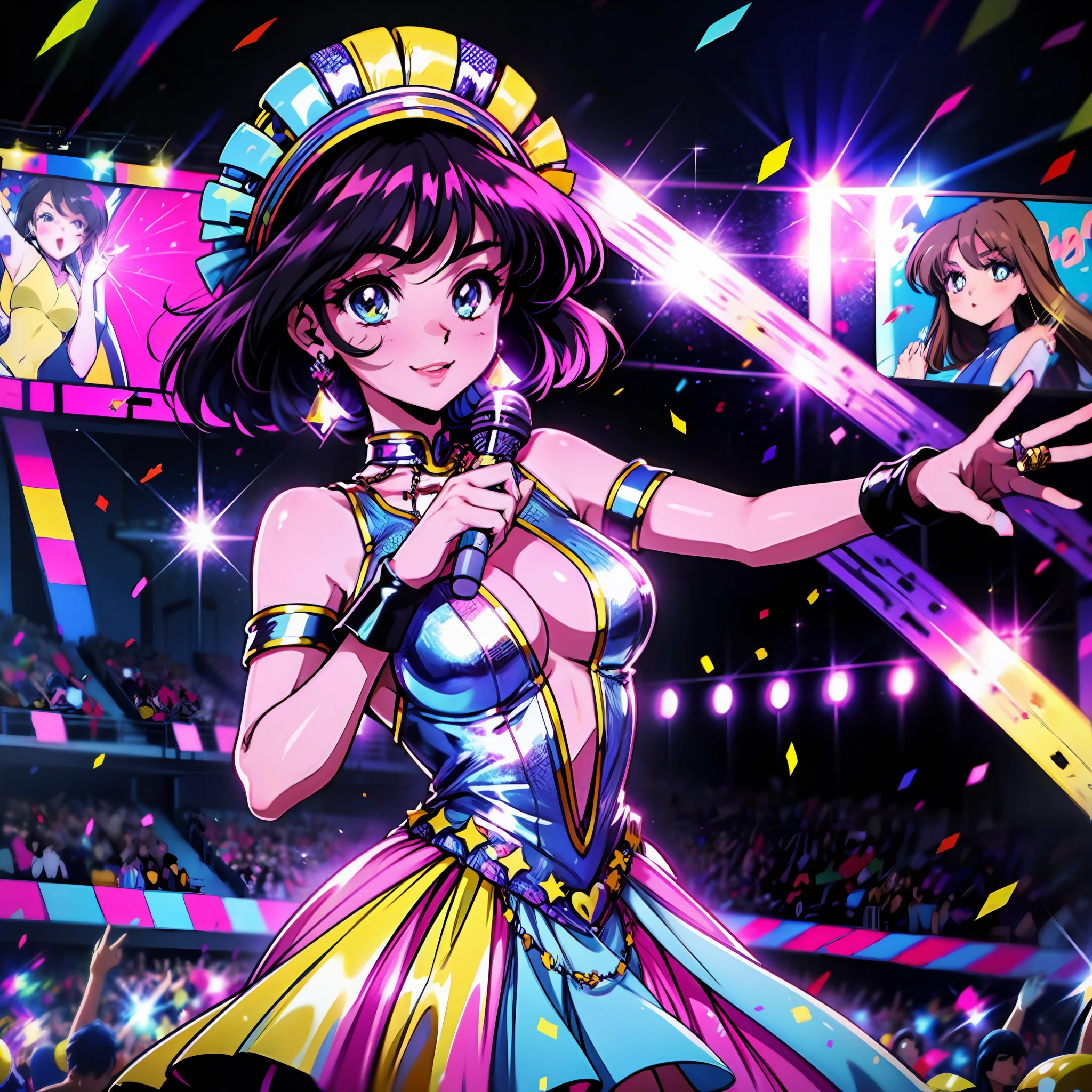 her mouth is open and happy. remove extra finger and just replace with background