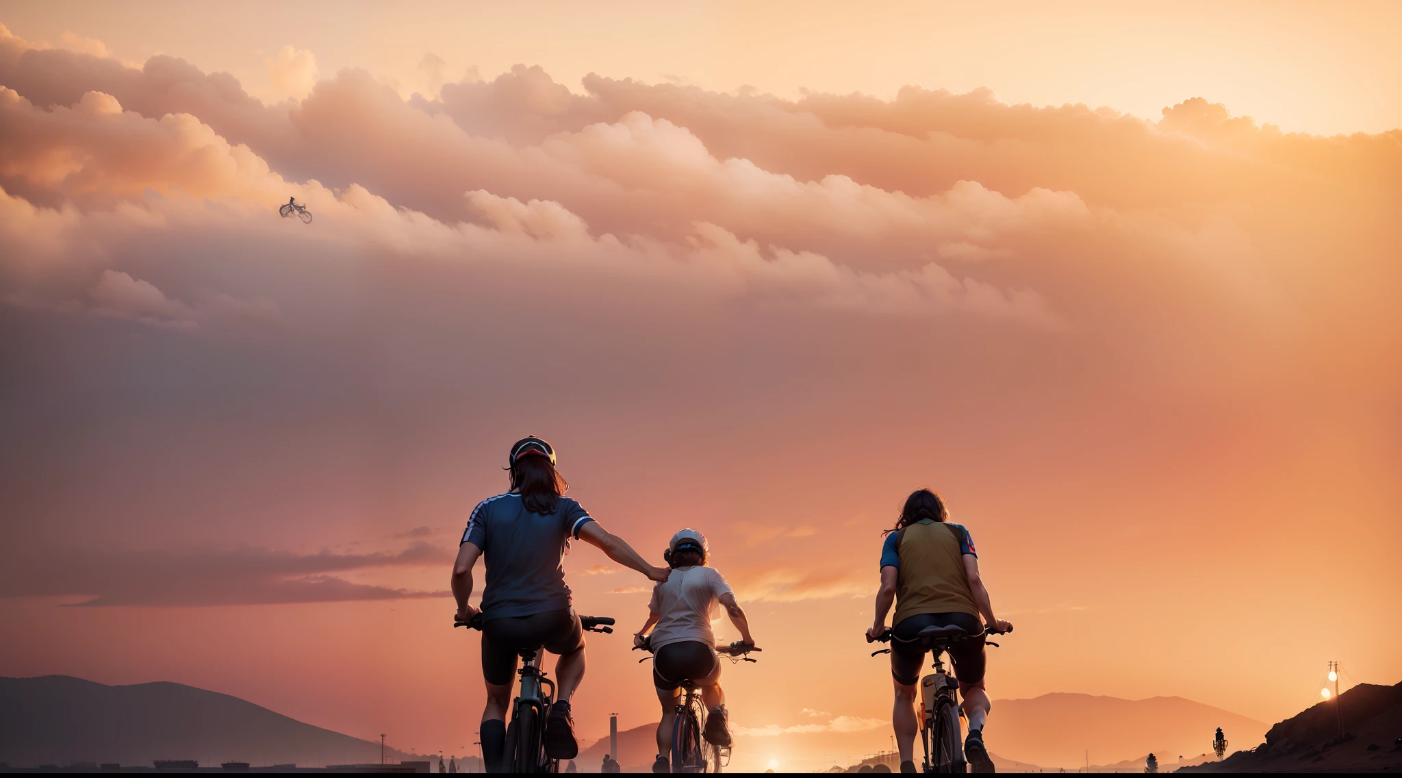 Pessoas andando de bicicleta, estilo realista, 4k.